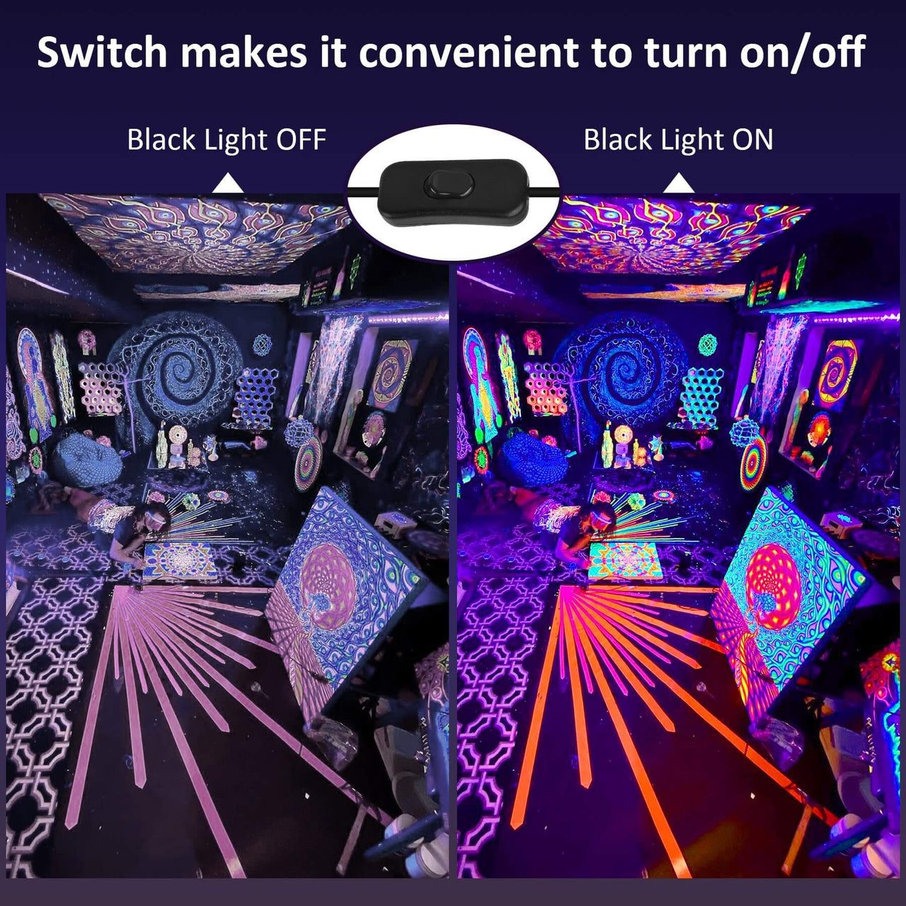 200W LED Black Lights, Blacklight Flood Light with Plug Switch