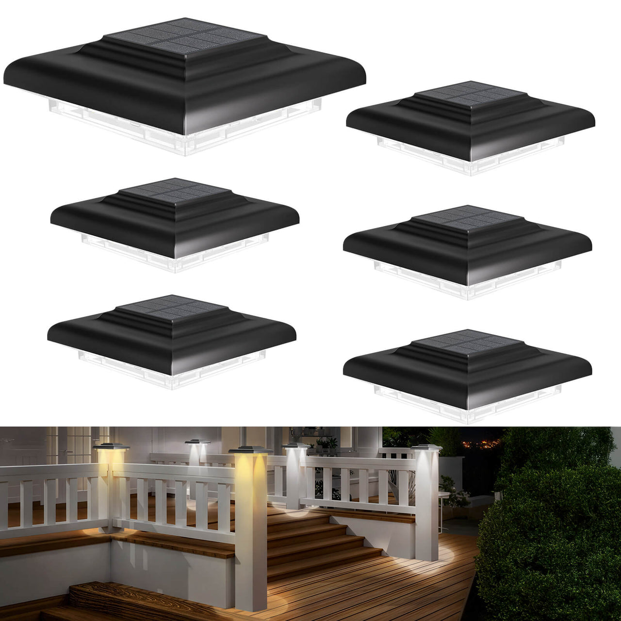 Sensor Solar Powered Post Lights for 4x4 Wood & Vinyl Fence