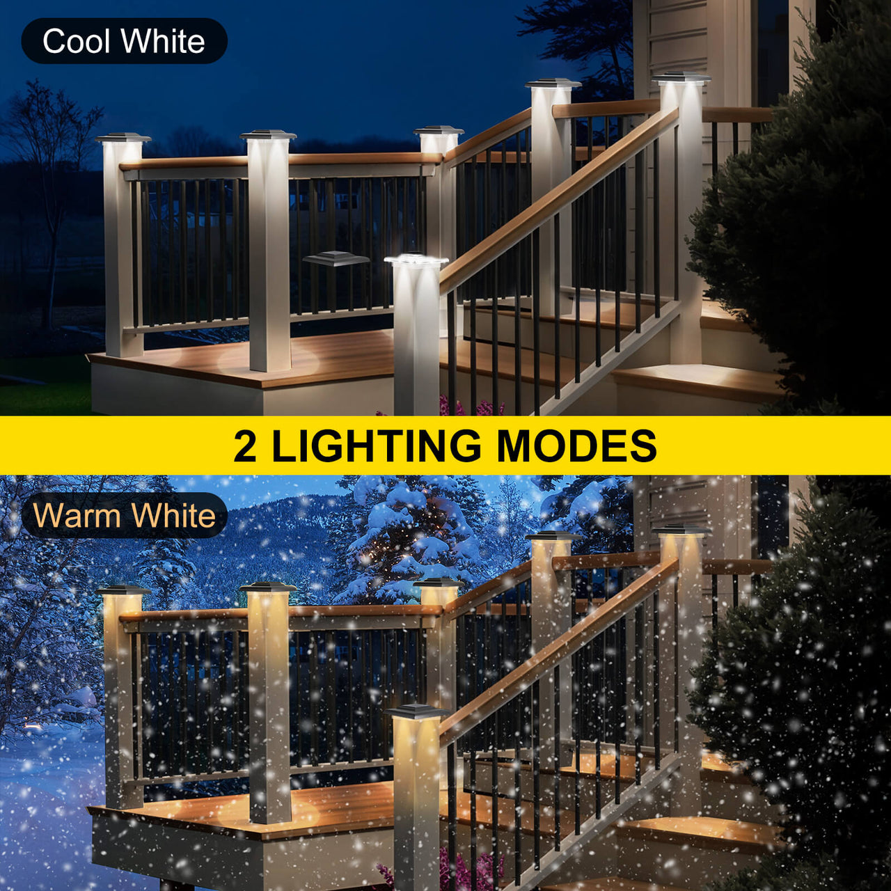 Sensor Solar Powered Post Lights for 4x4 Wood & Vinyl Fence