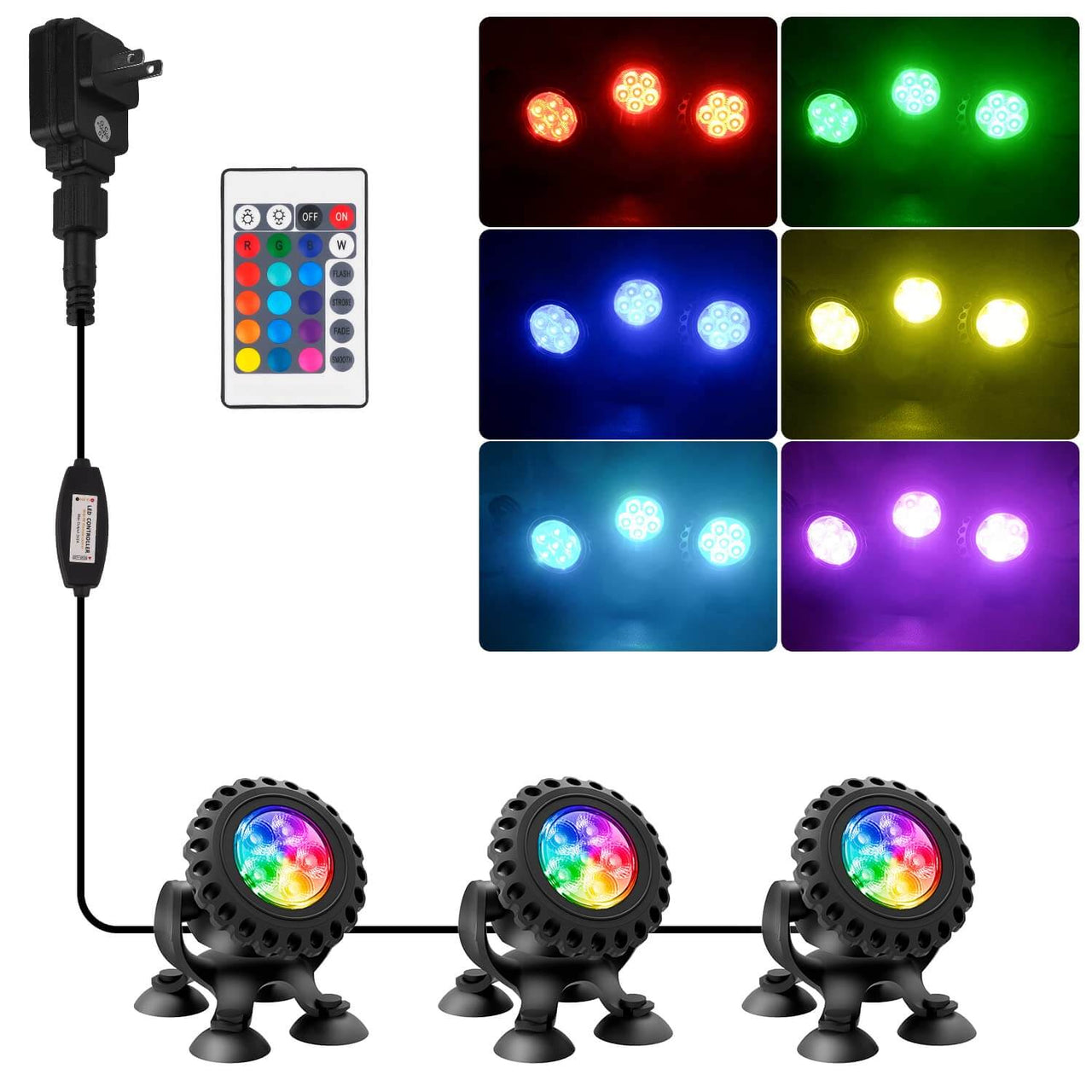 Submersible LED Pond Lights RGB Underwater Lights for Tank Pool