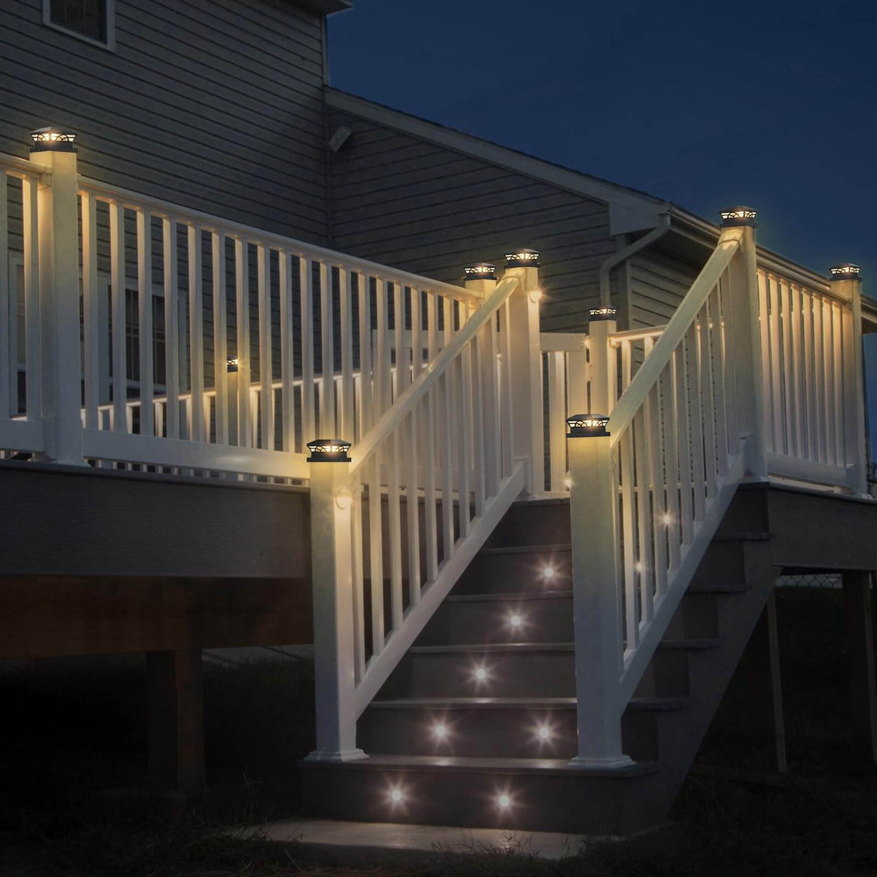 6000K/3000K Solar Wooden Post Lights Vinyl Post