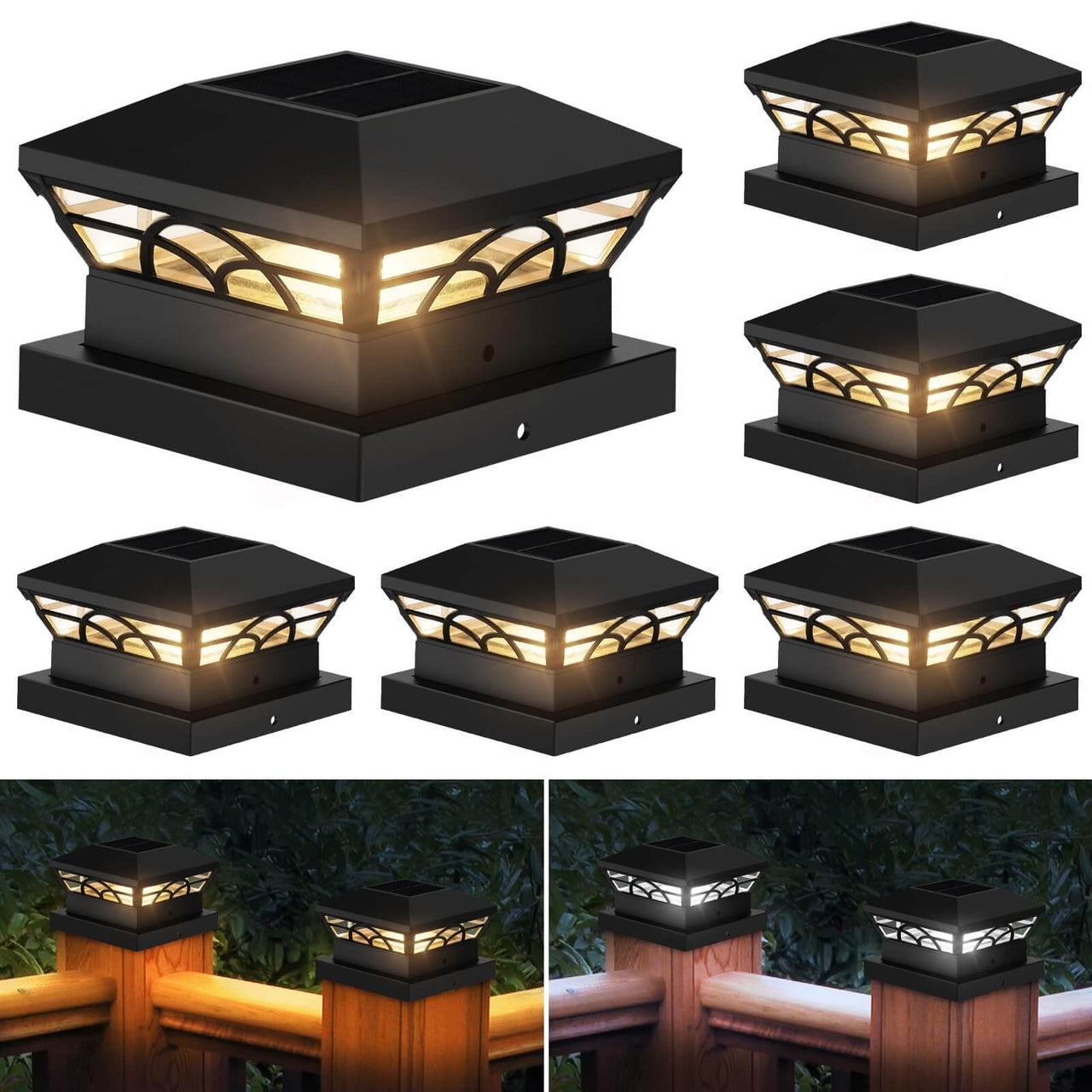 6000K/3000K Solar Wooden Post Lights Vinyl Post