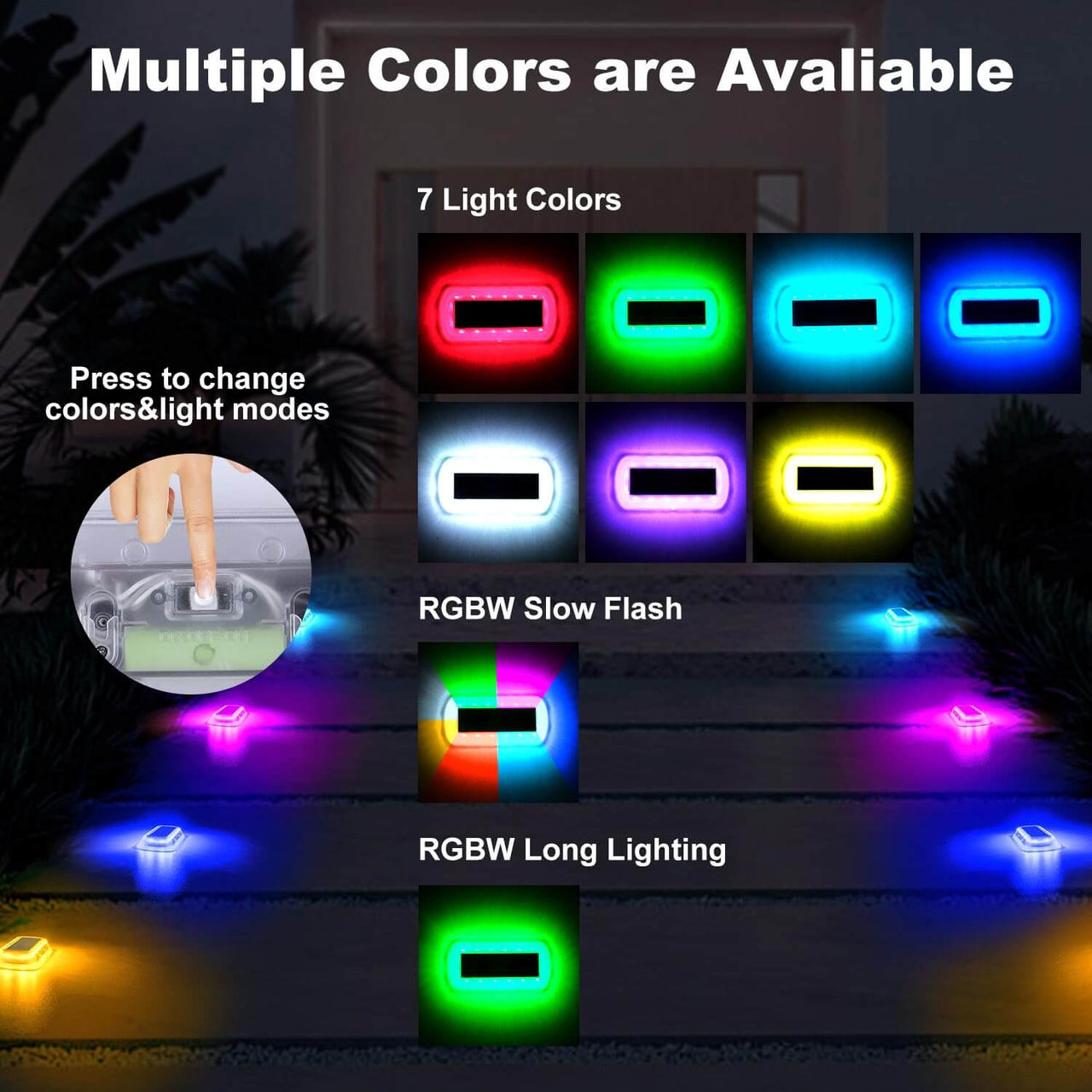 7 Colors Solar Deck Light Outdoor Dock Light