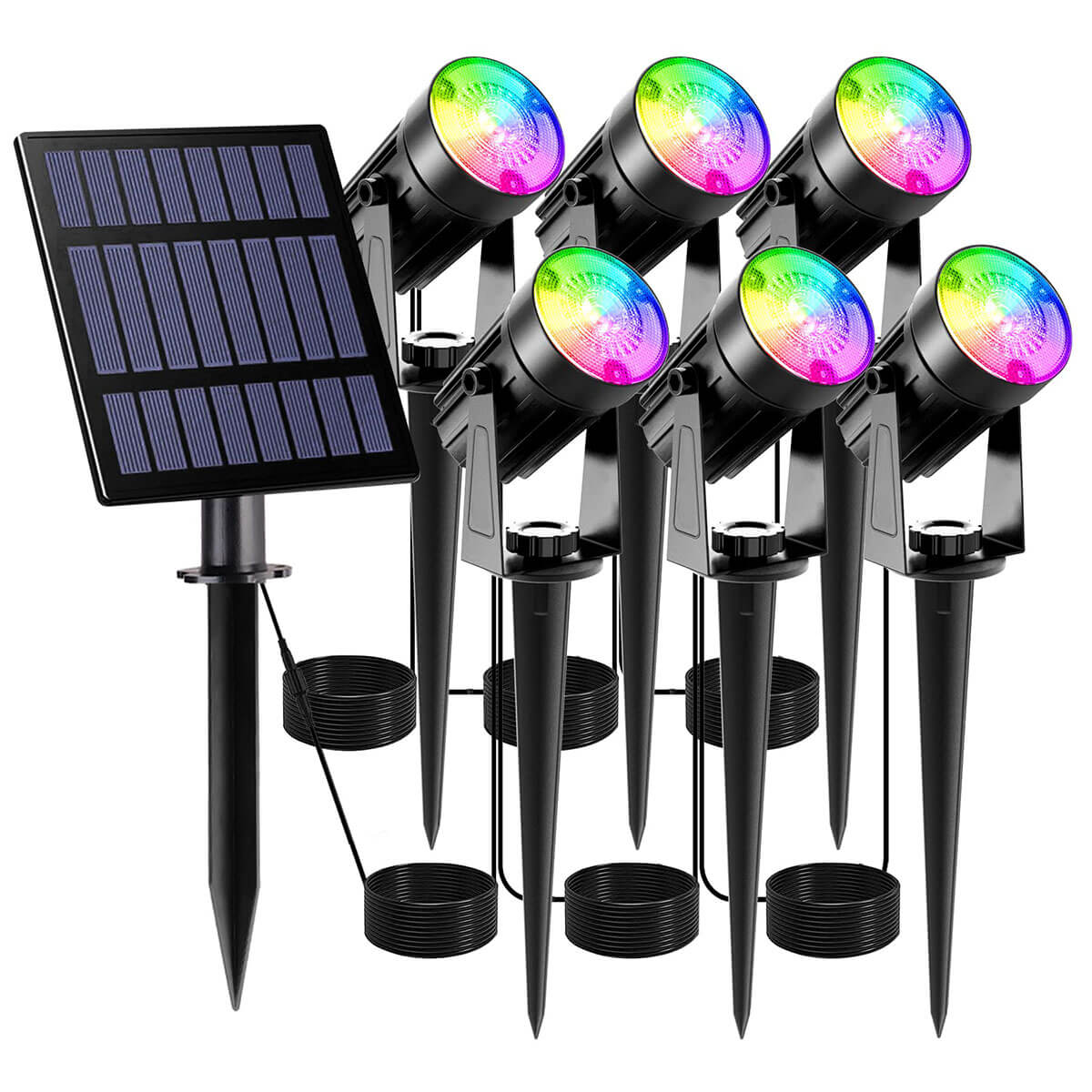 TSUN 6 in 1 Solar Landscape Spotlights | Color Chaning