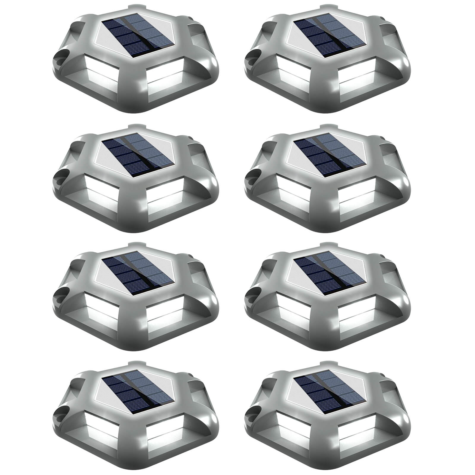 Gray Shell Solar Deck Lights White 8 Pack