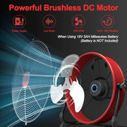 12" Battery Power Floor Fan Compatible with ith AC Adapter and USB Output, Milwaukee Battery -TSUN