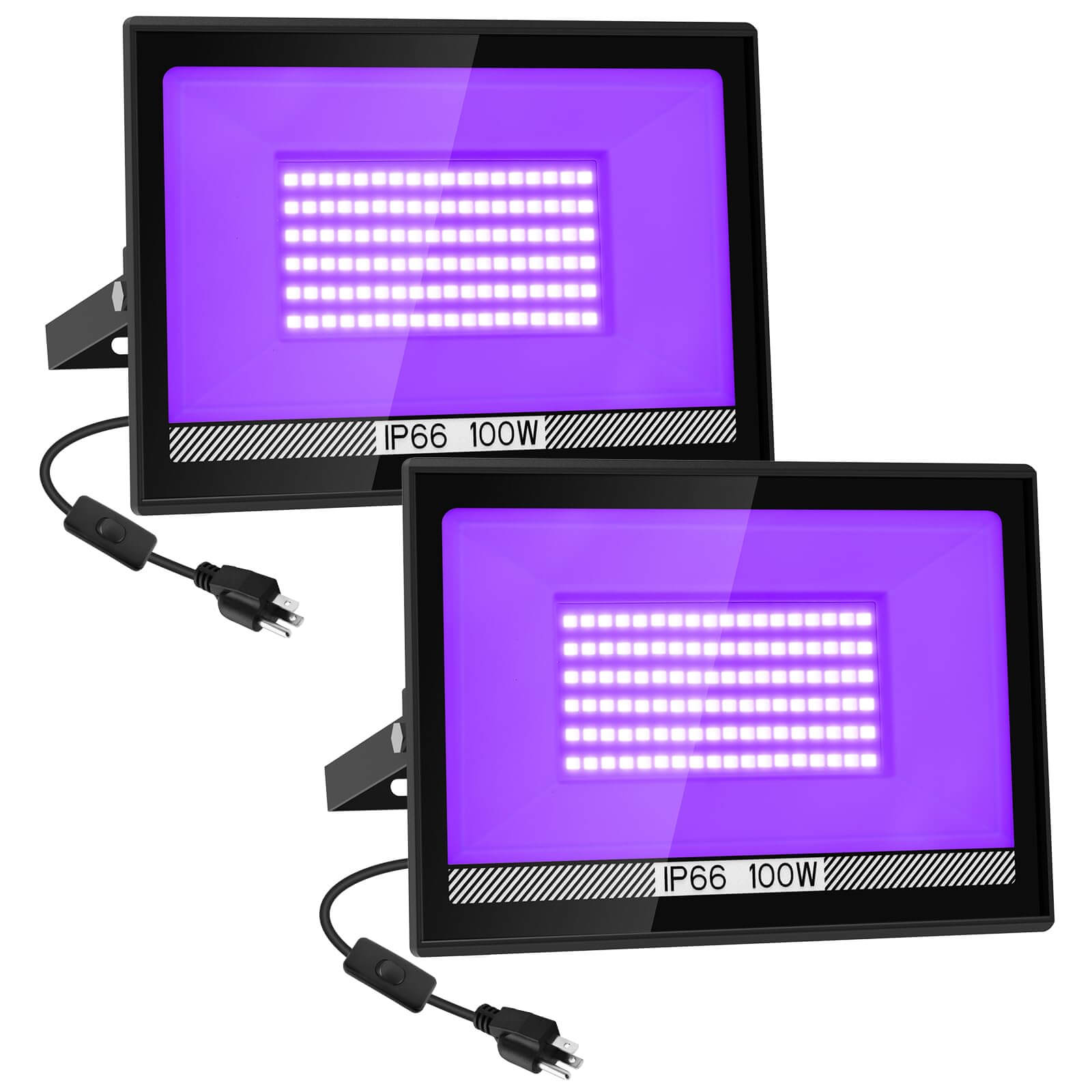 100W LED Black Lights IP66 Waterproof Purple Flood Lights TSUN 4 Pack