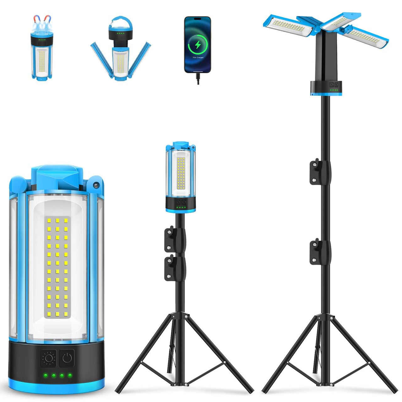 10400mAh Portable Tripod Camping Light & LED Work Light