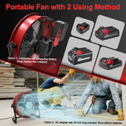 12" Battery Power Floor Fan Compatible with Milwaukee Battery-2