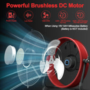12" Battery Power Floor Fan Compatible with Milwaukee Battery Motor