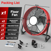 12" Battery Power Floor Fan Compatible with Milwaukee Battery Configuration