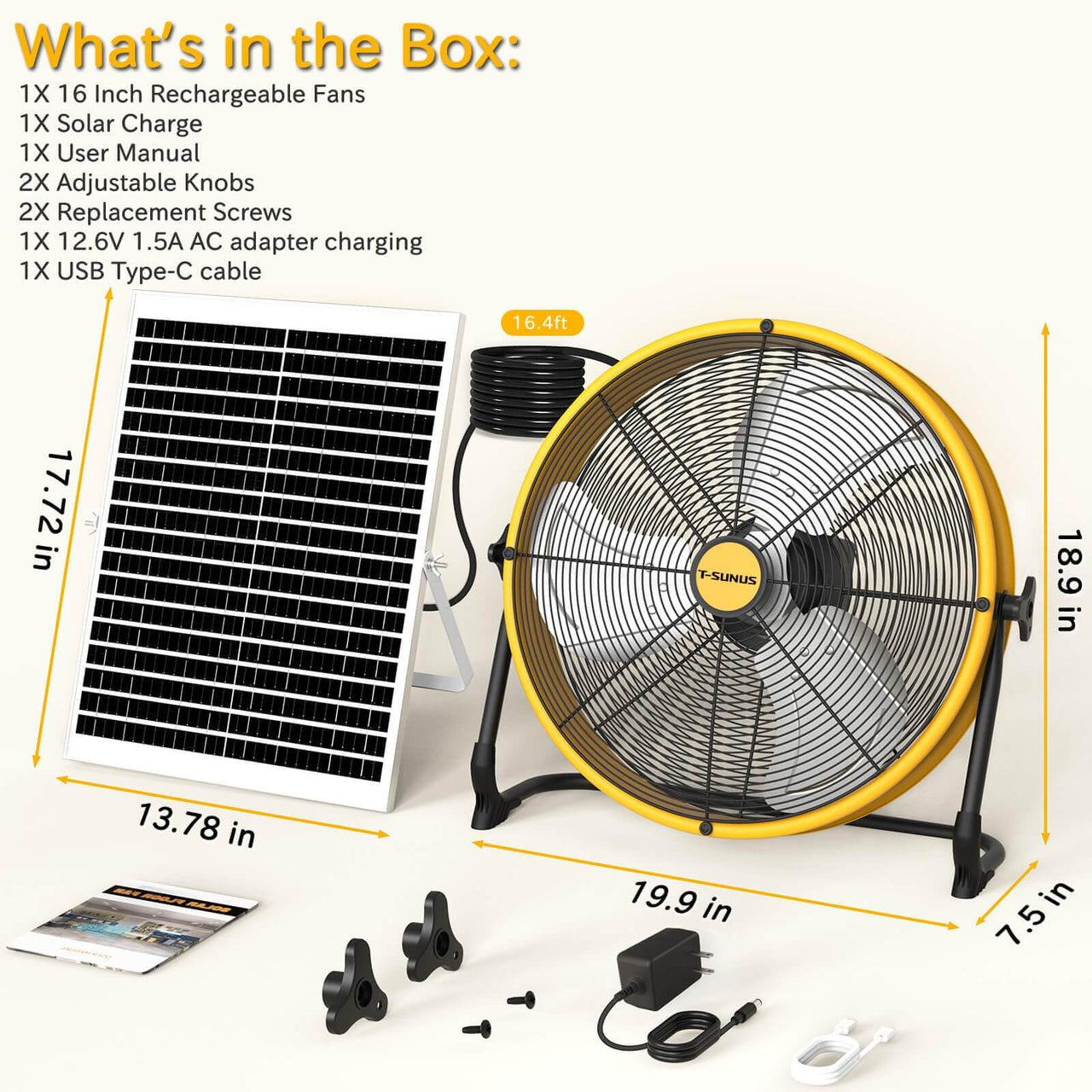 16'' Solar Powered Floor Fan with Solar Panel Portable Outdoor Camping Fan for RV, Patio, Garage (Copy)