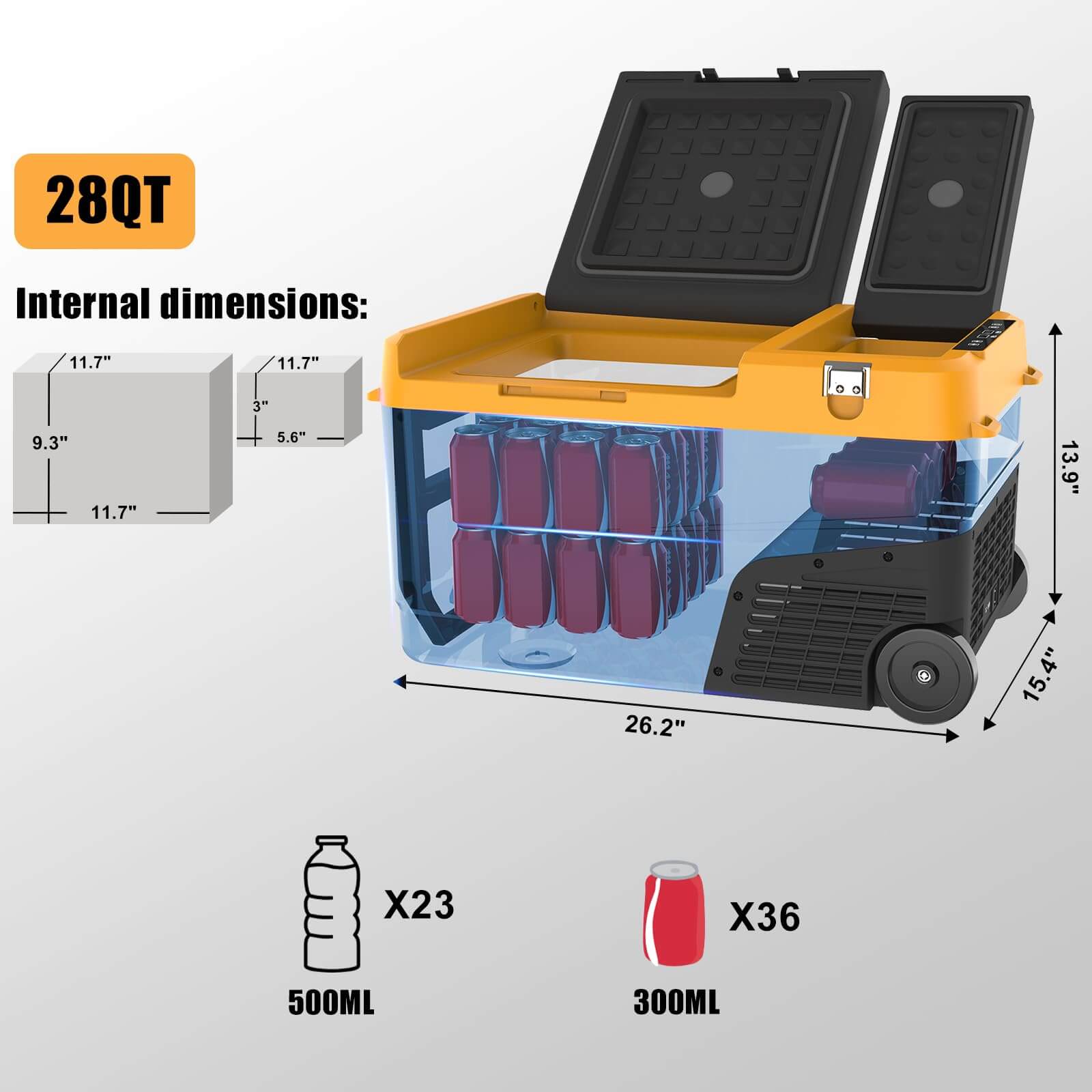 CFーSX4JD5NC 12v Car Refrigerator Electric Cooler 28 Quart Portable Fridge with Sup