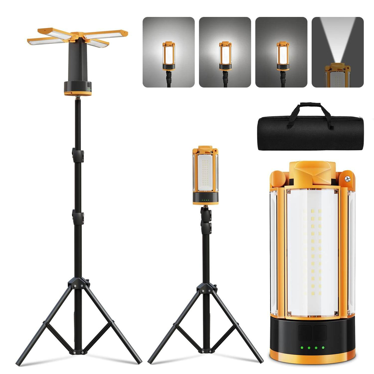 Rechargeable Camping Light with Stand 4100 Lumens LED Work Light & 4 LED Heads