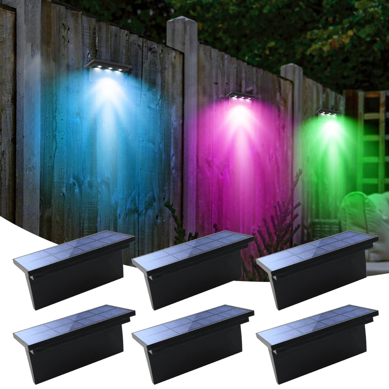 RGB Solar Step Lights Waterproof Fence Lights Tsun 12 Pack