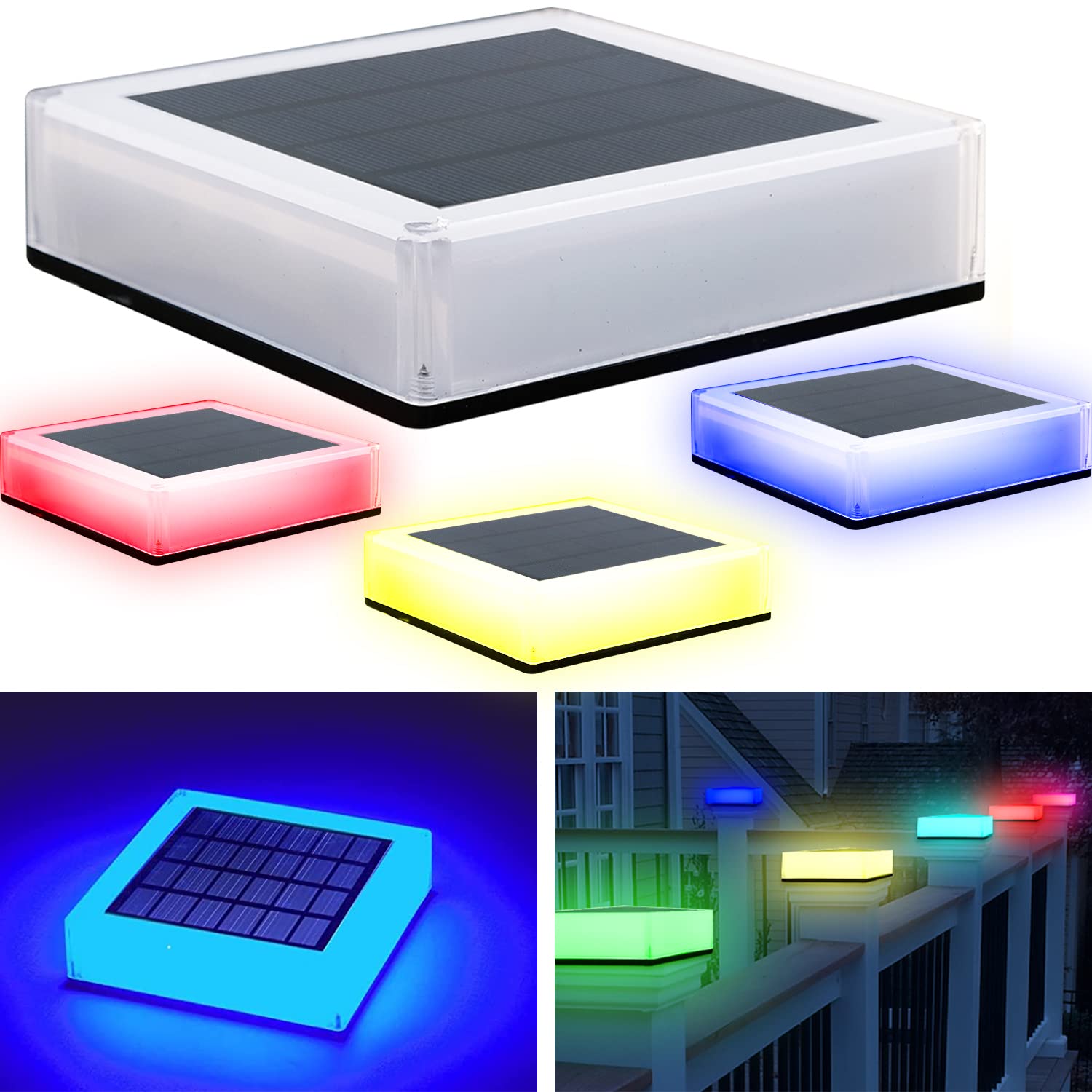RGB Solar Post Caps Lights