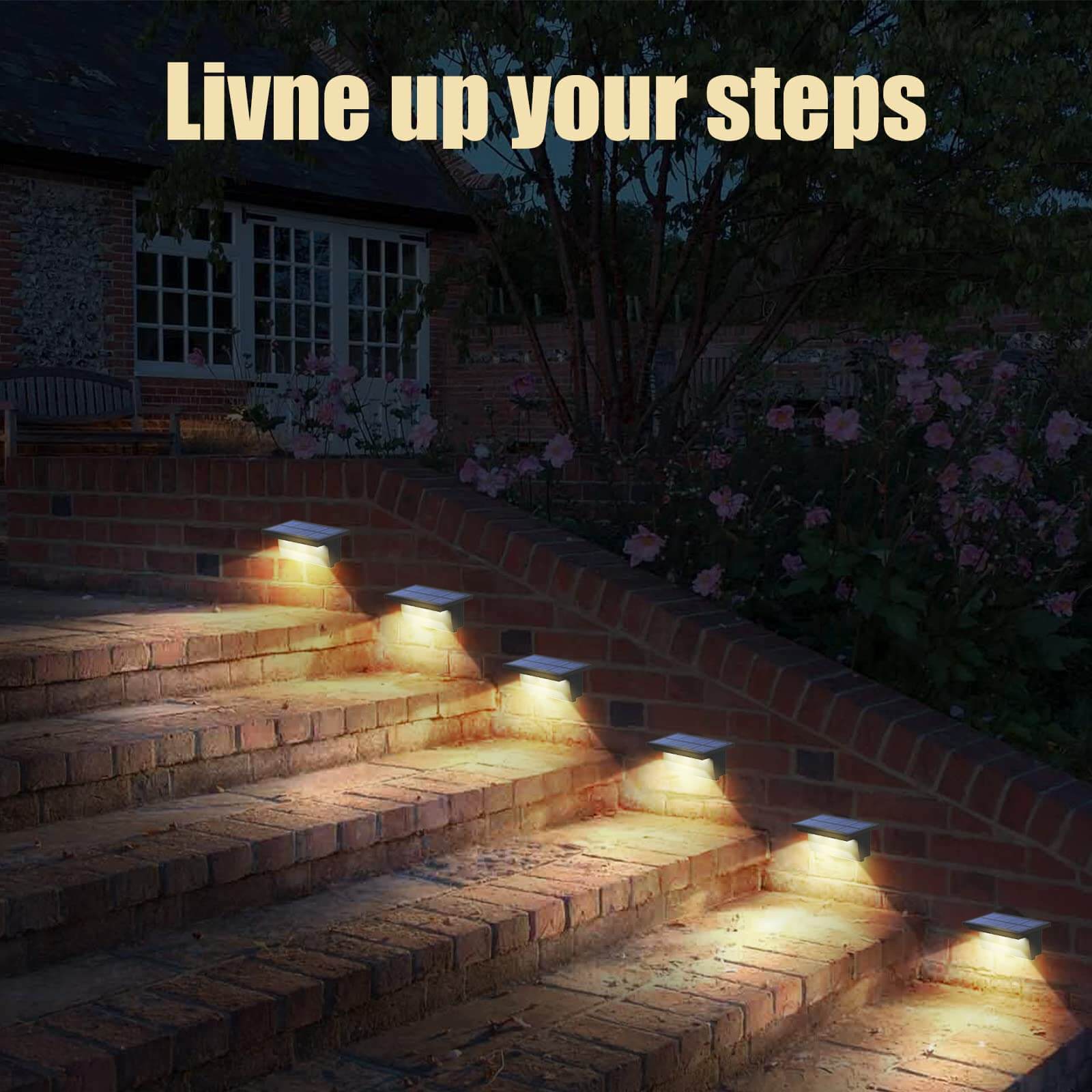Solar Step Lights with Warm Cool White Color Fence Lights Tsun 6 Pack