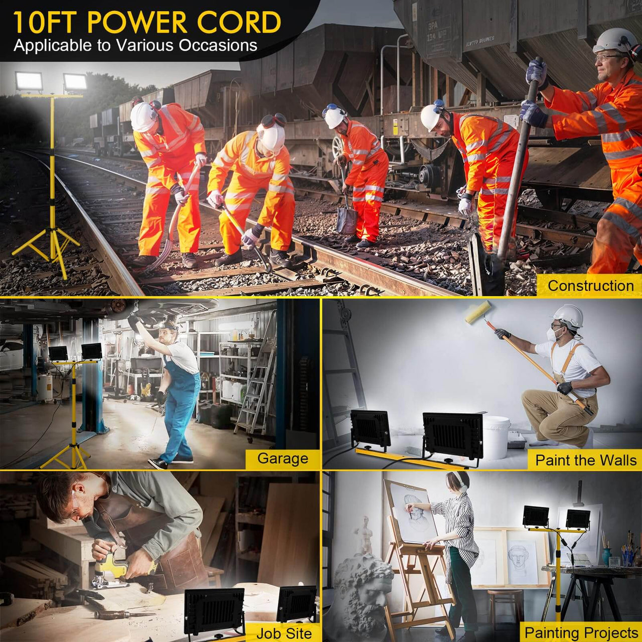 21000Lumen 2 Head LED Work Lights with Adjustable and Foldable Tripod Stand