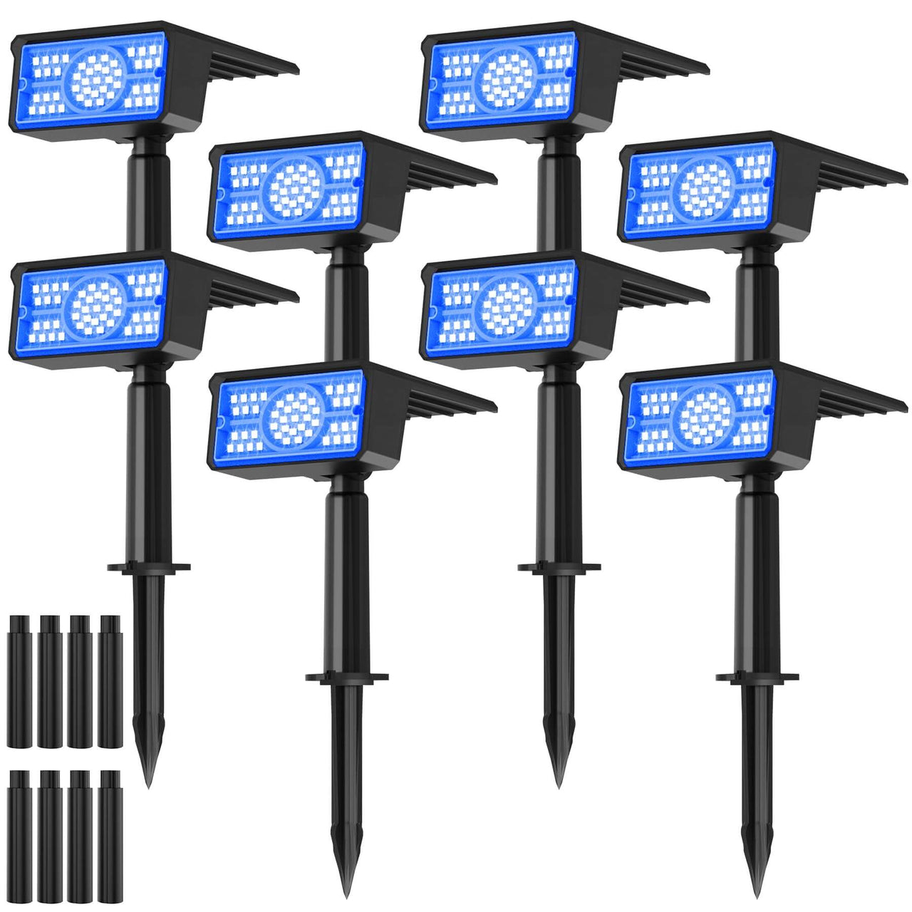 Blue Outdoor Solar Landscape Spot Lights 8 Pack