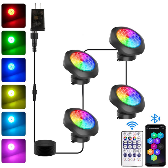 Bluetooth Submersible Pond Lights RGB IP68 Waterproof Fish Tank Lights