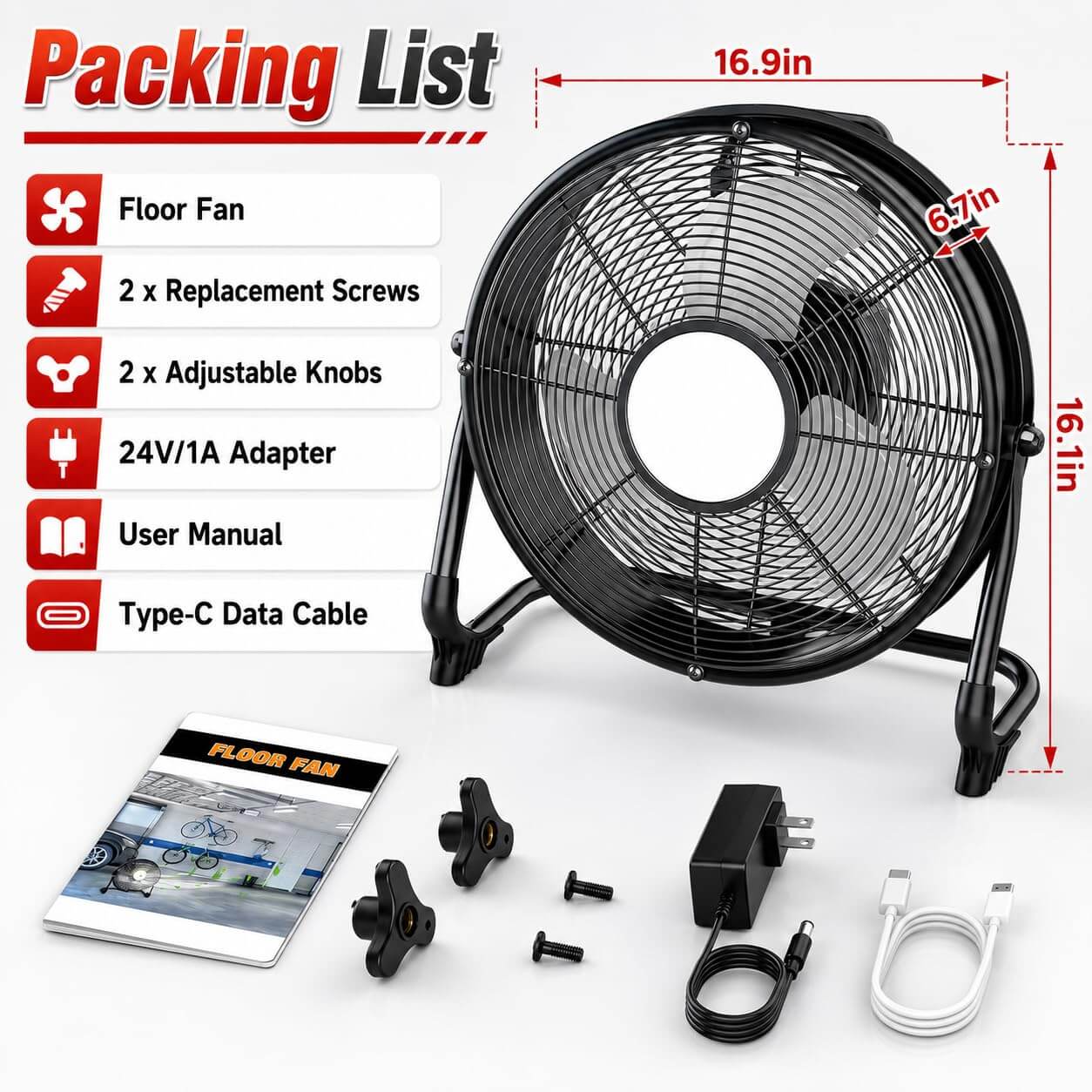 Portable 12" & 16" Jobsite Fan for Milwaukee 18V Battery
