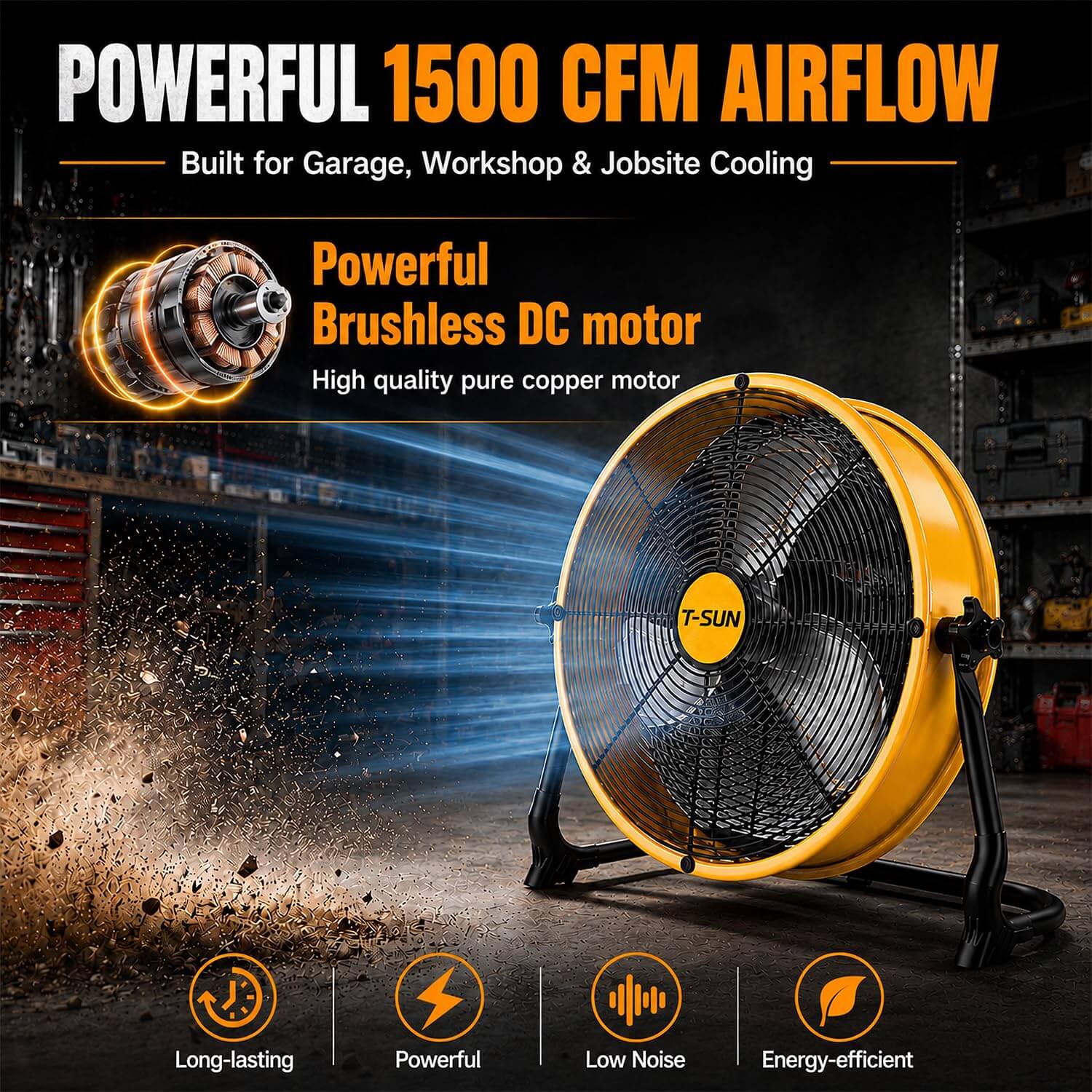 12/16-Inch Portable Fan Compatible with DeWalt 20V MAX Battery