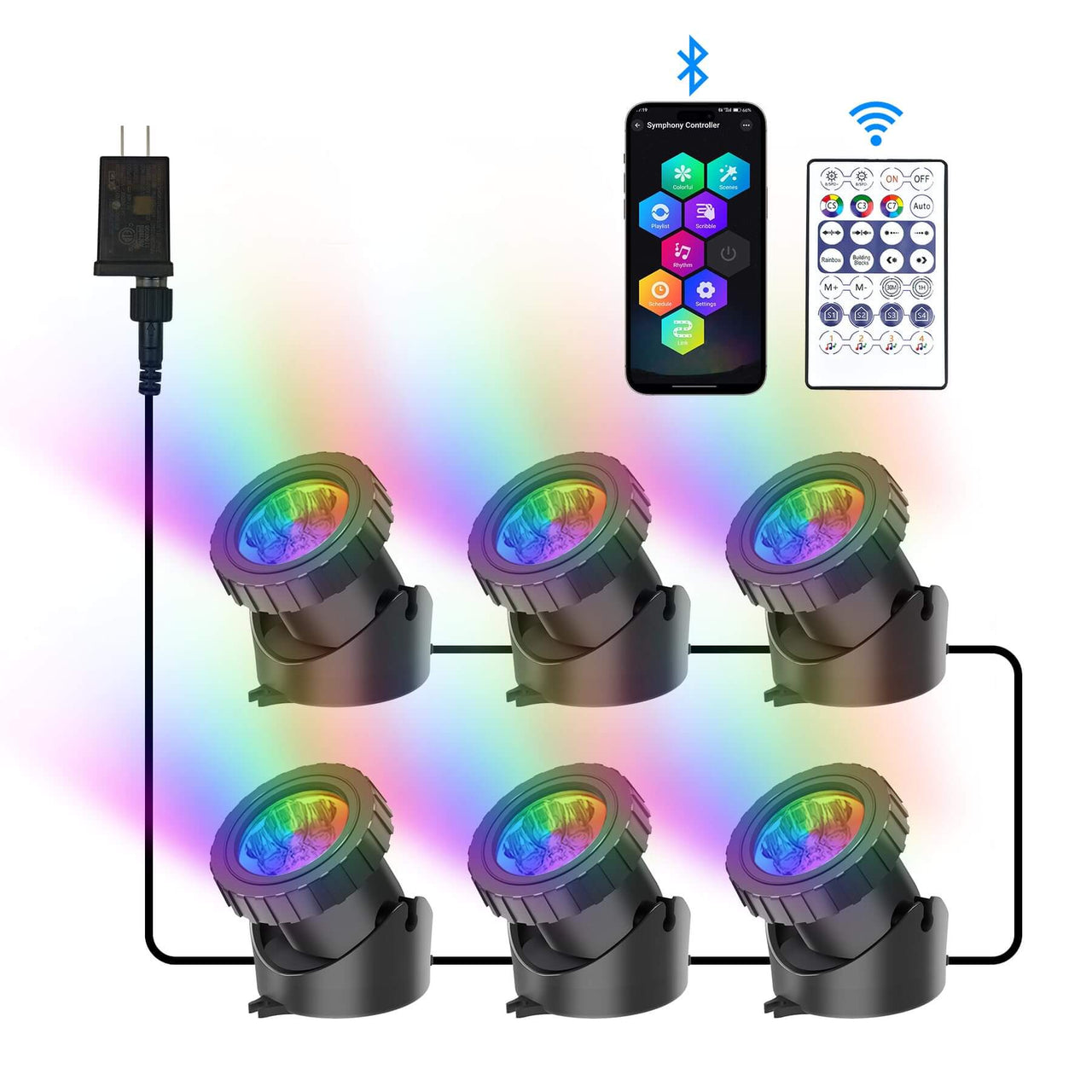 RGB Submersible Pond Lights with Bluetooth App
