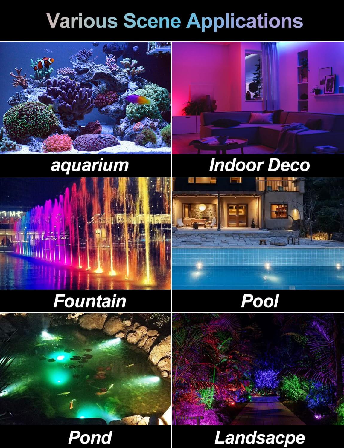 RGB Submersible Pond Lights with Bluetooth App