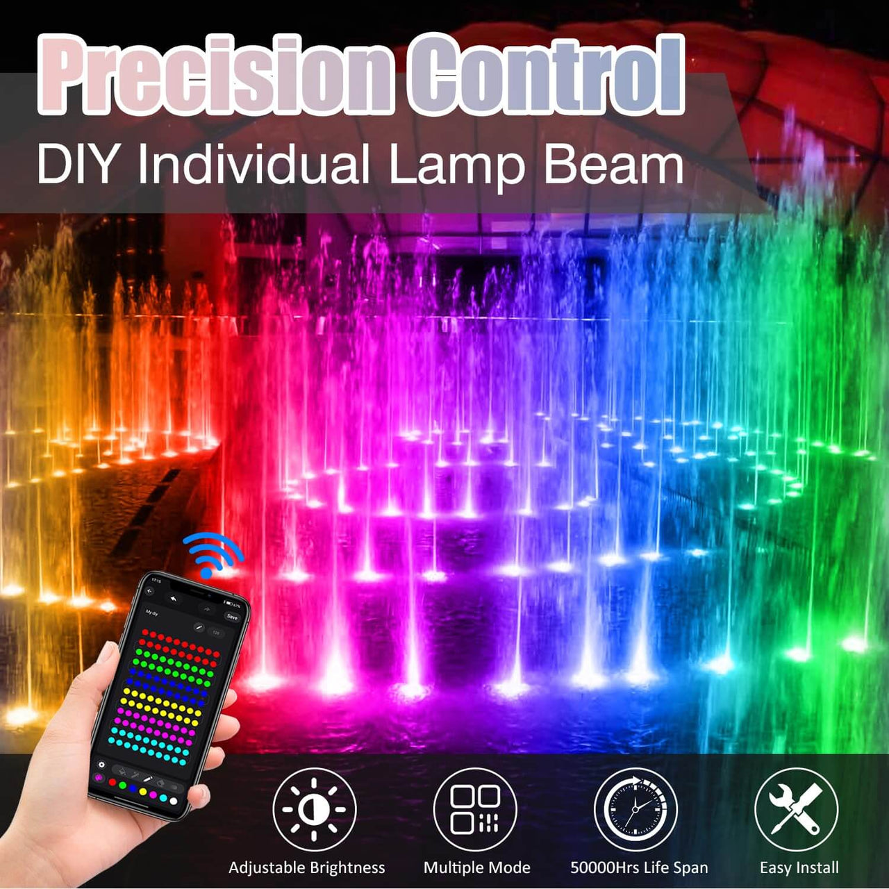 RGB Underwater Lights Submersible Bluetooth Pond Lights