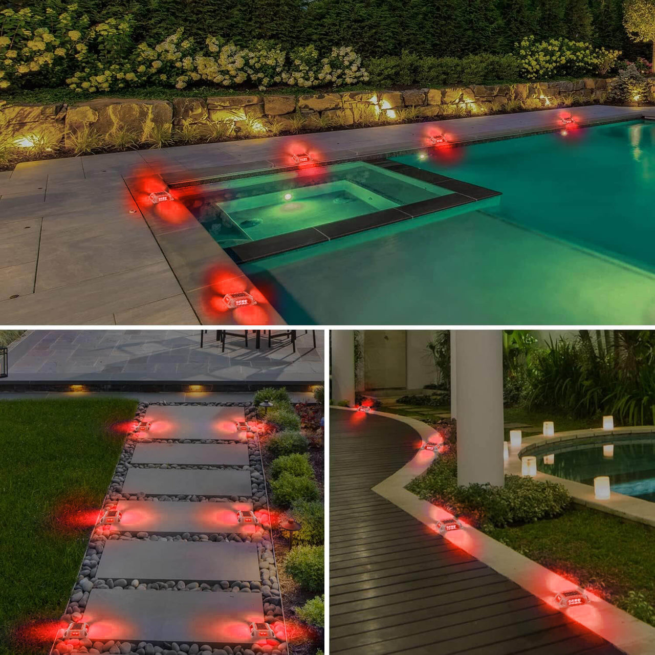 Red Rectangle Solar Deck Lights 12 Pack