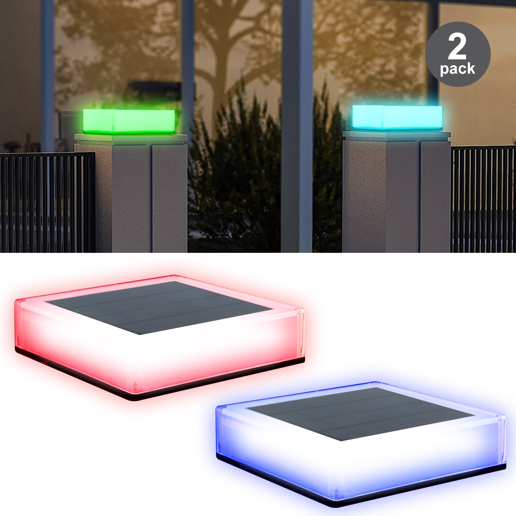 TSUN 5x5 Color Changing Solar Post Caps Lights