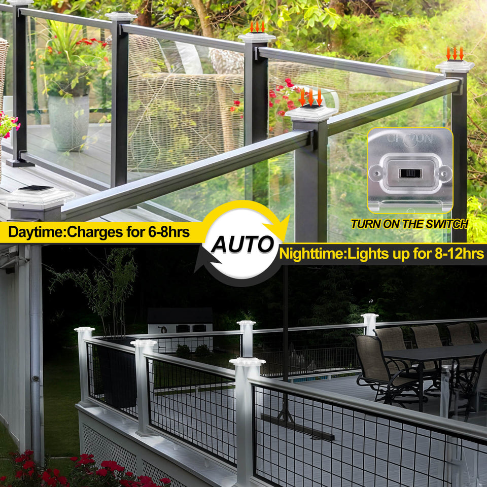 Post Off Light Solar Post Lights for 4x4 Decks, Patios & Fences - Waterproof, Auto On ...