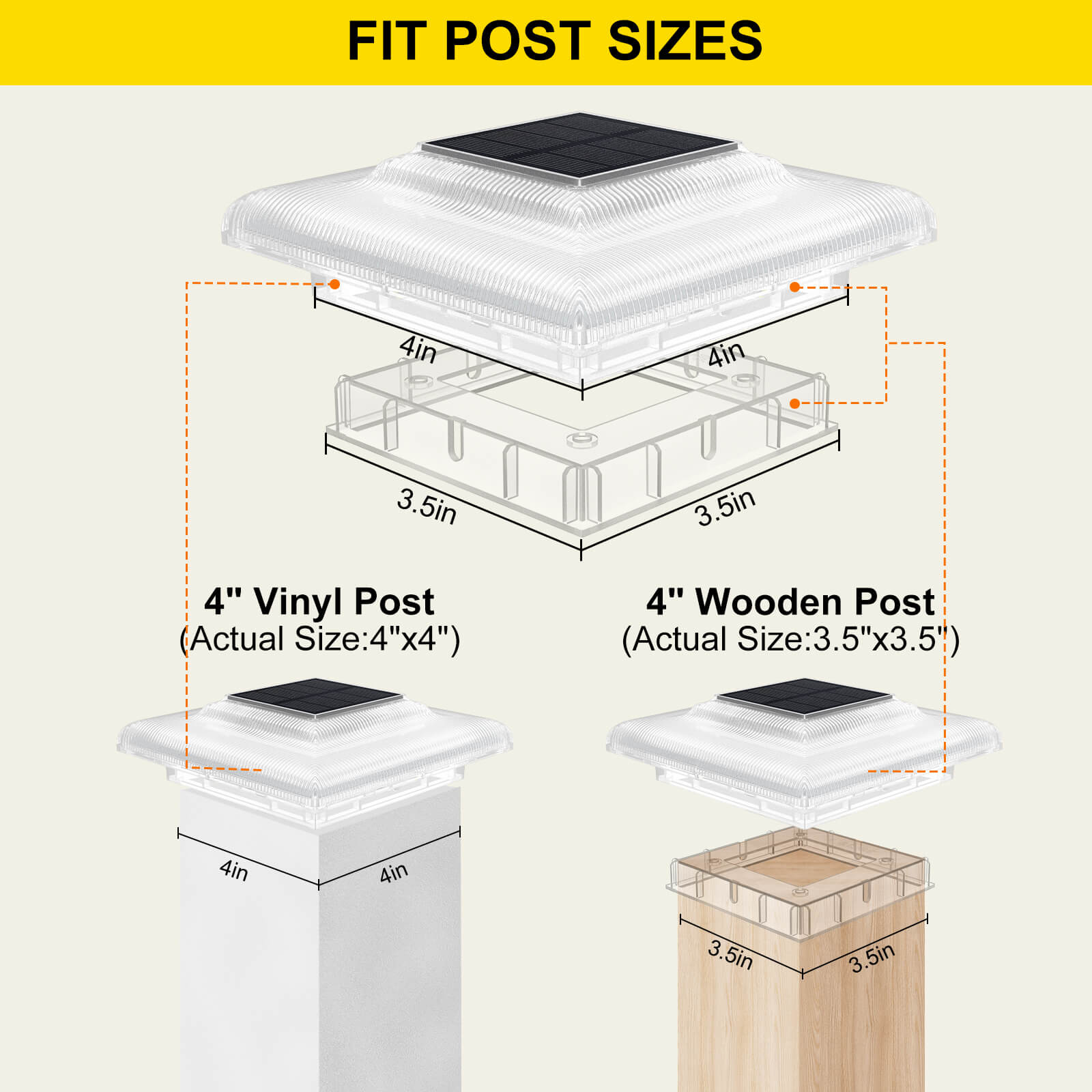 12-Pack Solar LED Deck Post Lights – White – 4x4 Wood & Vinyl Fence – Dusk-to-Dawn - View #3