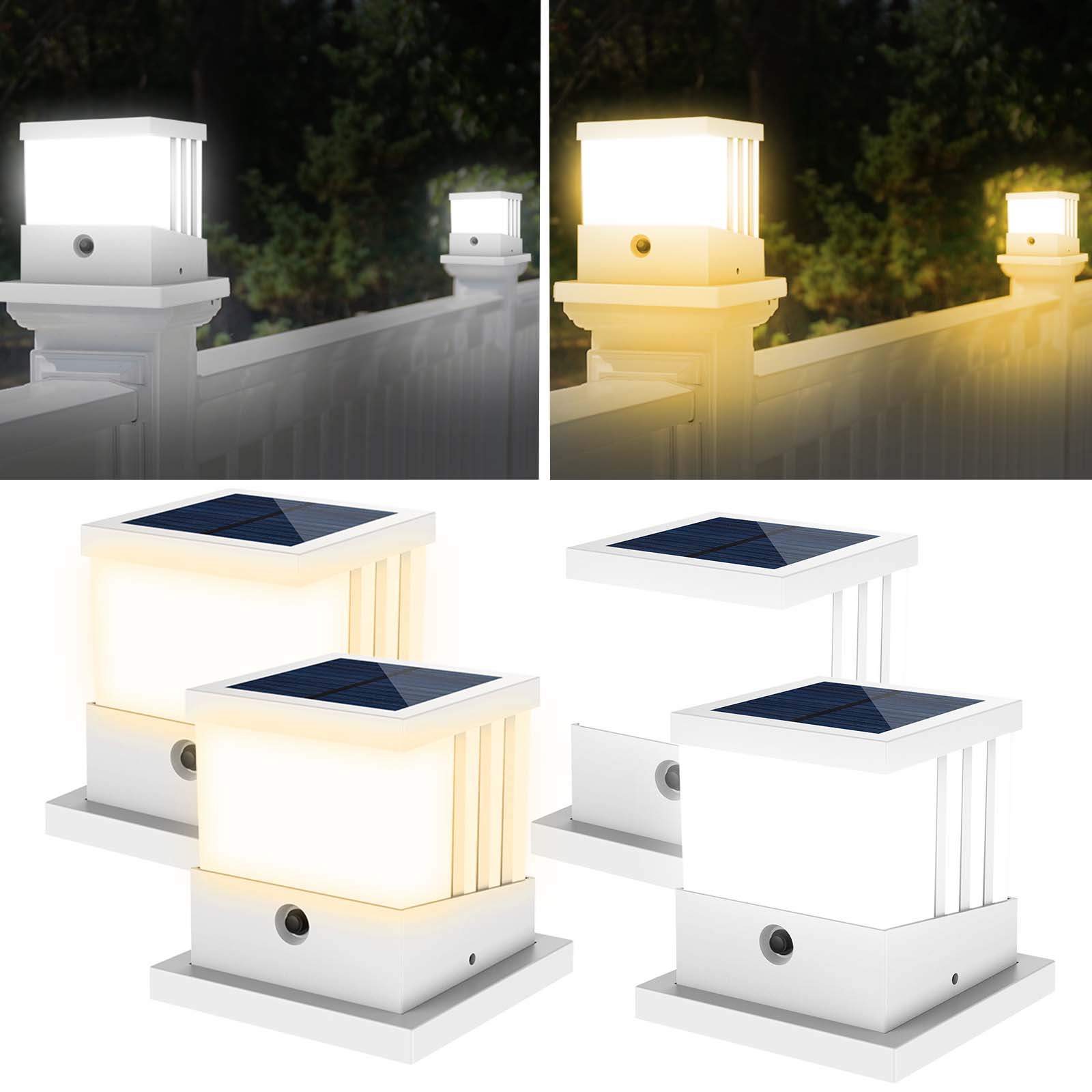 Solar Fence Post Lights | Solar Lights for Fost Tsun 6 Pack, image size:1600x1600