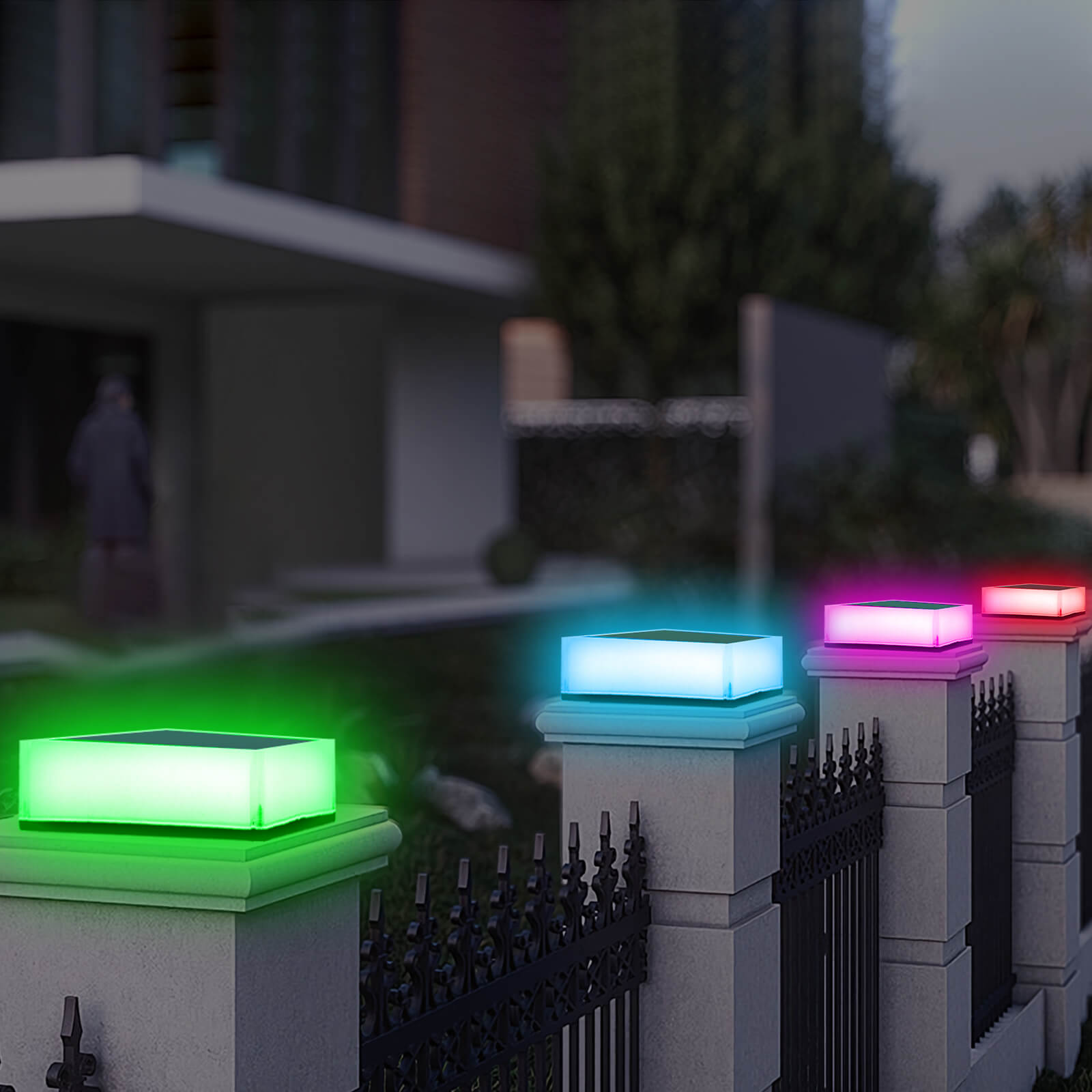 RGB Solar Post Caps Lights 7 Color 6 Pack