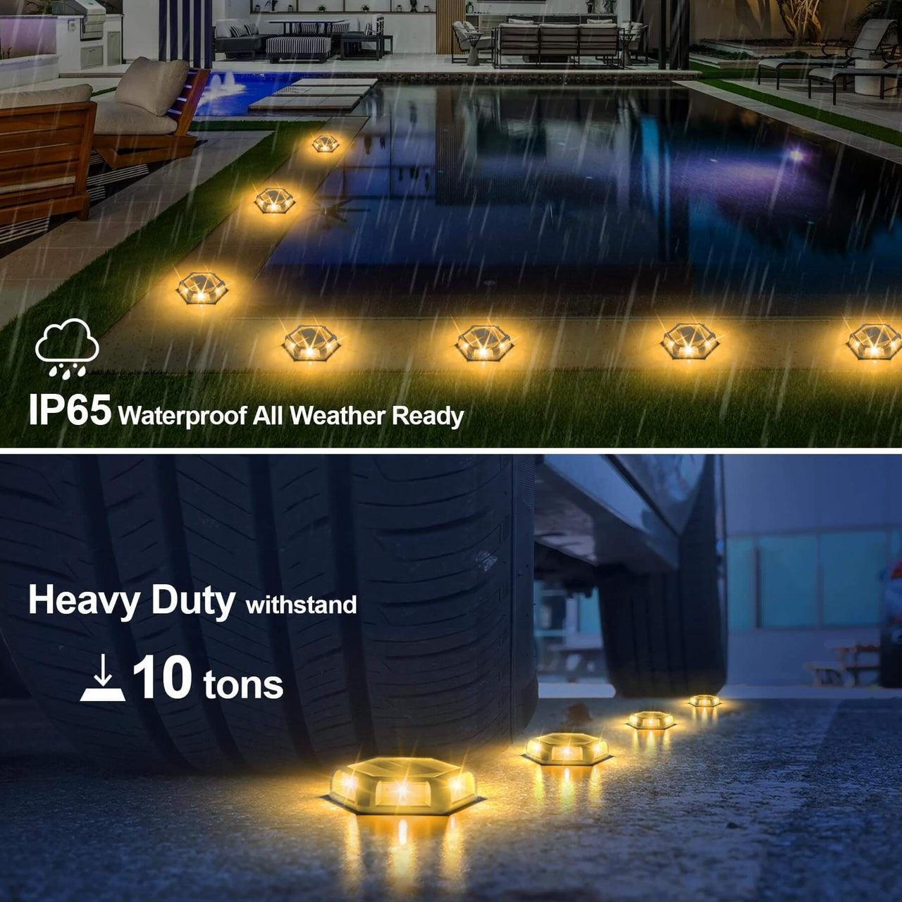 Warm White Color Solar Dock Lights Aluminum Deck Lighting