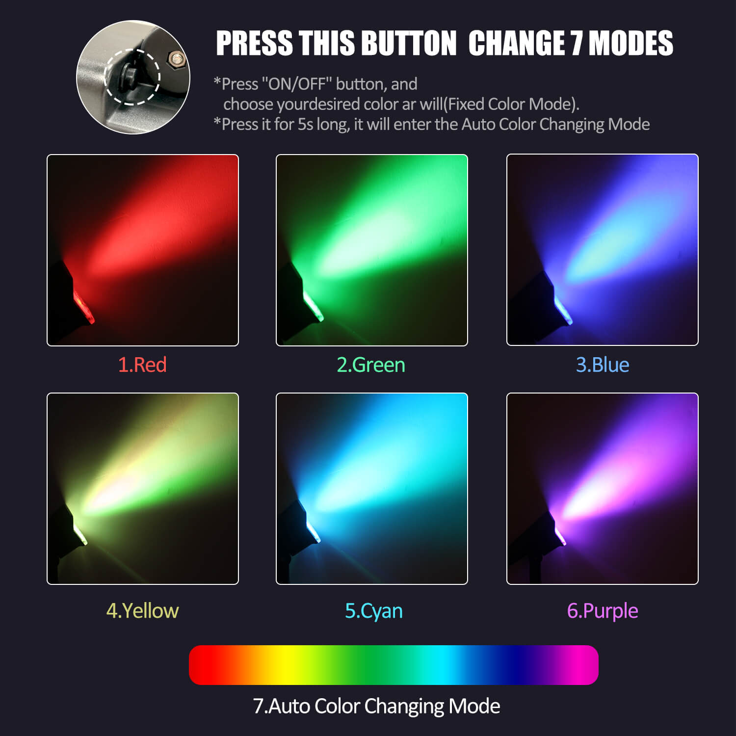 RGB Solar Landscape Spotlights Waterproof