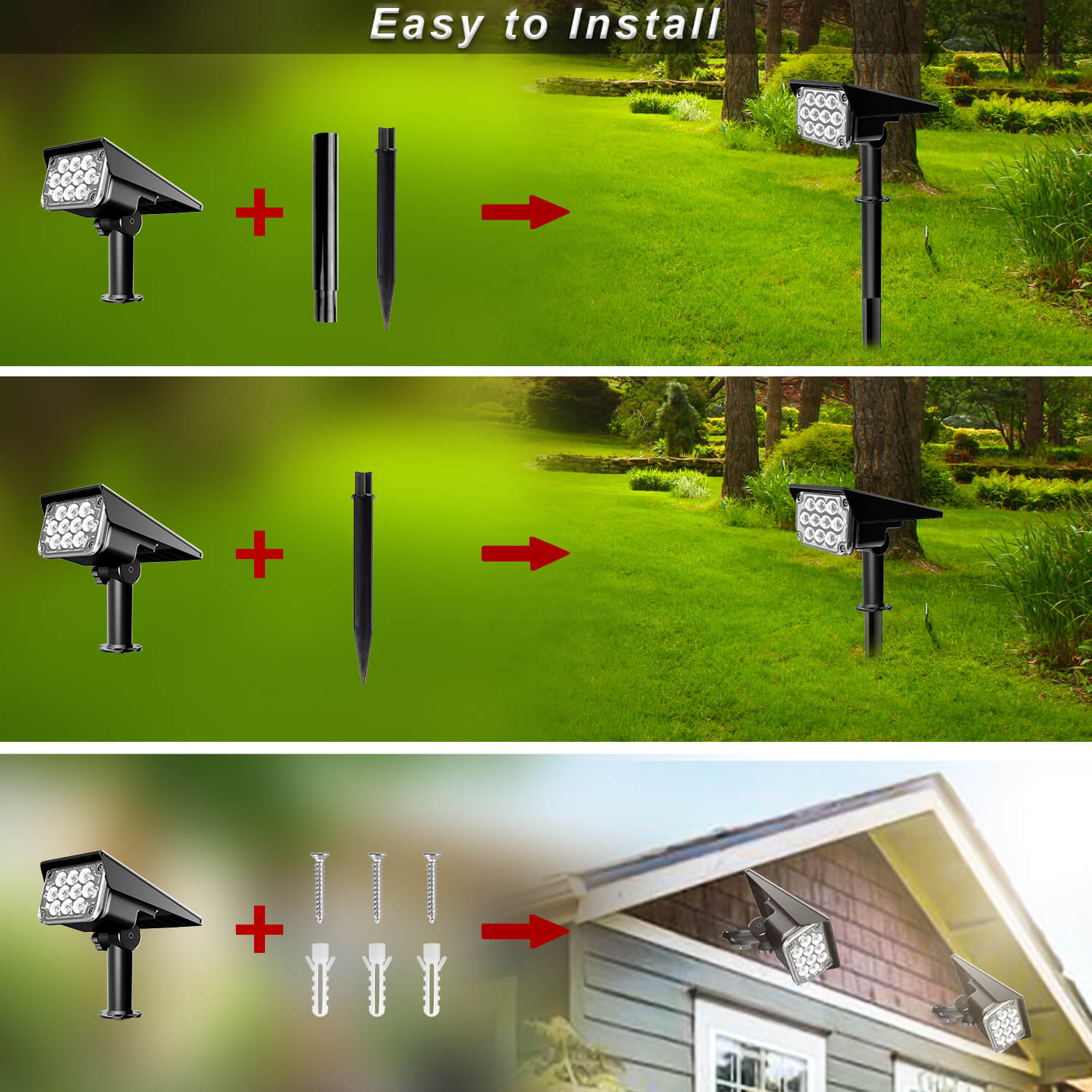 Solar Spotlight Warm White Color Wate...