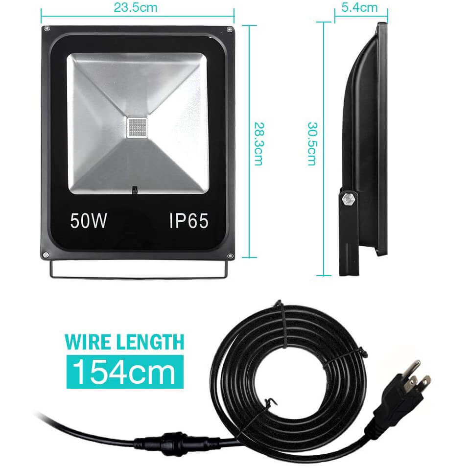 50W LED Flood Light Size