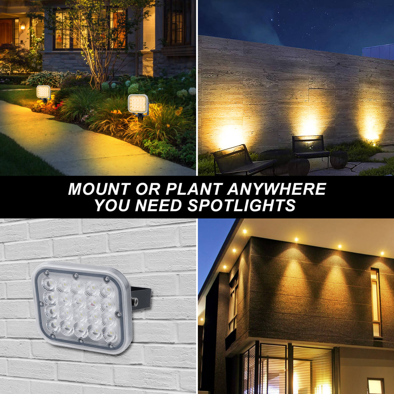 TSUN 20 LEDs 2-in-1 Solar Landscape Spotlights Warm White