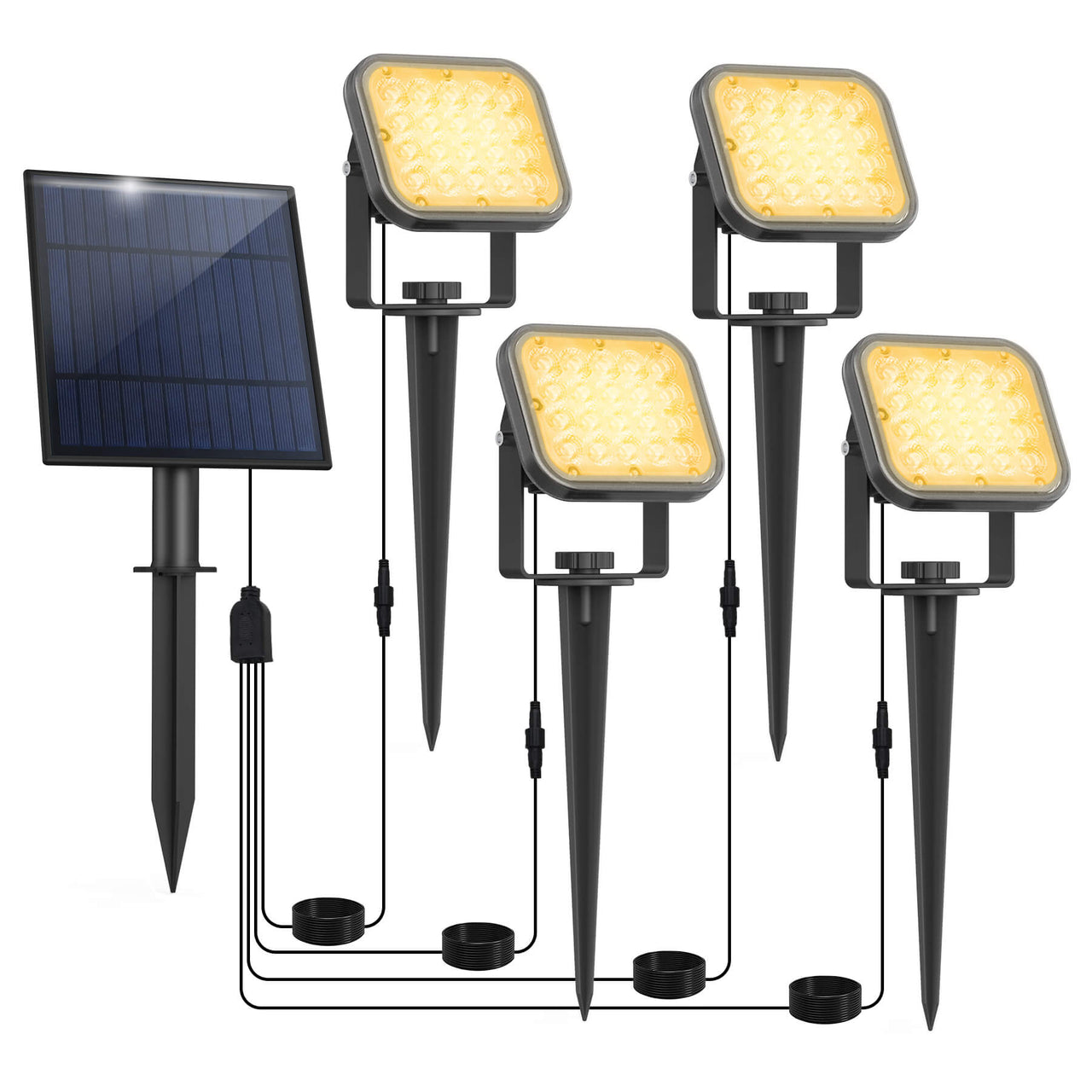 TSUN 20 LEDs 4-in-1 Solar Landscape Spotlights Warm White