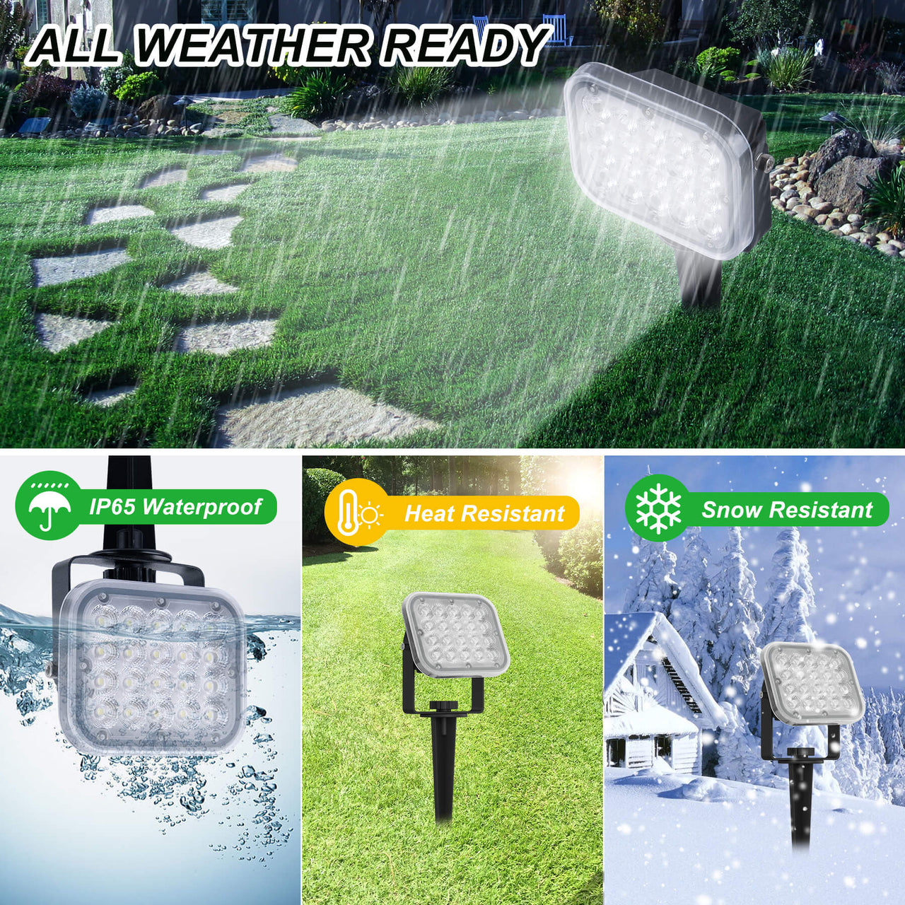 TSUN 20 LEDs 4-in-1 Solar Landscape Spotlights White