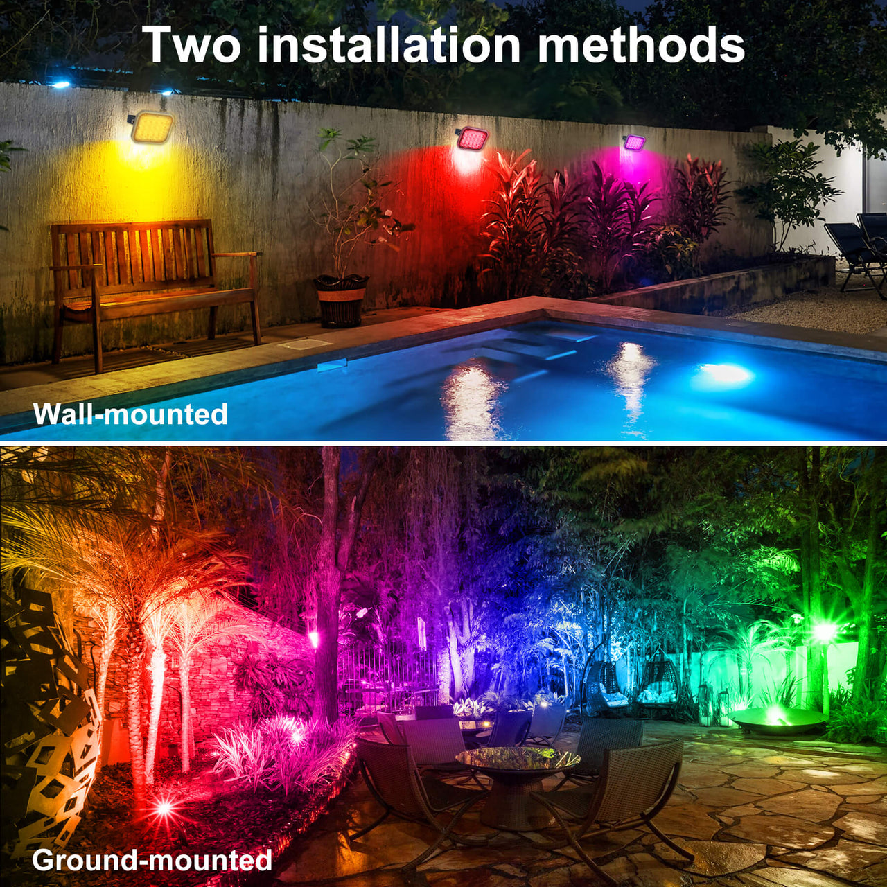 TSUN 20 LEDs Color Changing Solar Landscape Spotlights 4-in-1