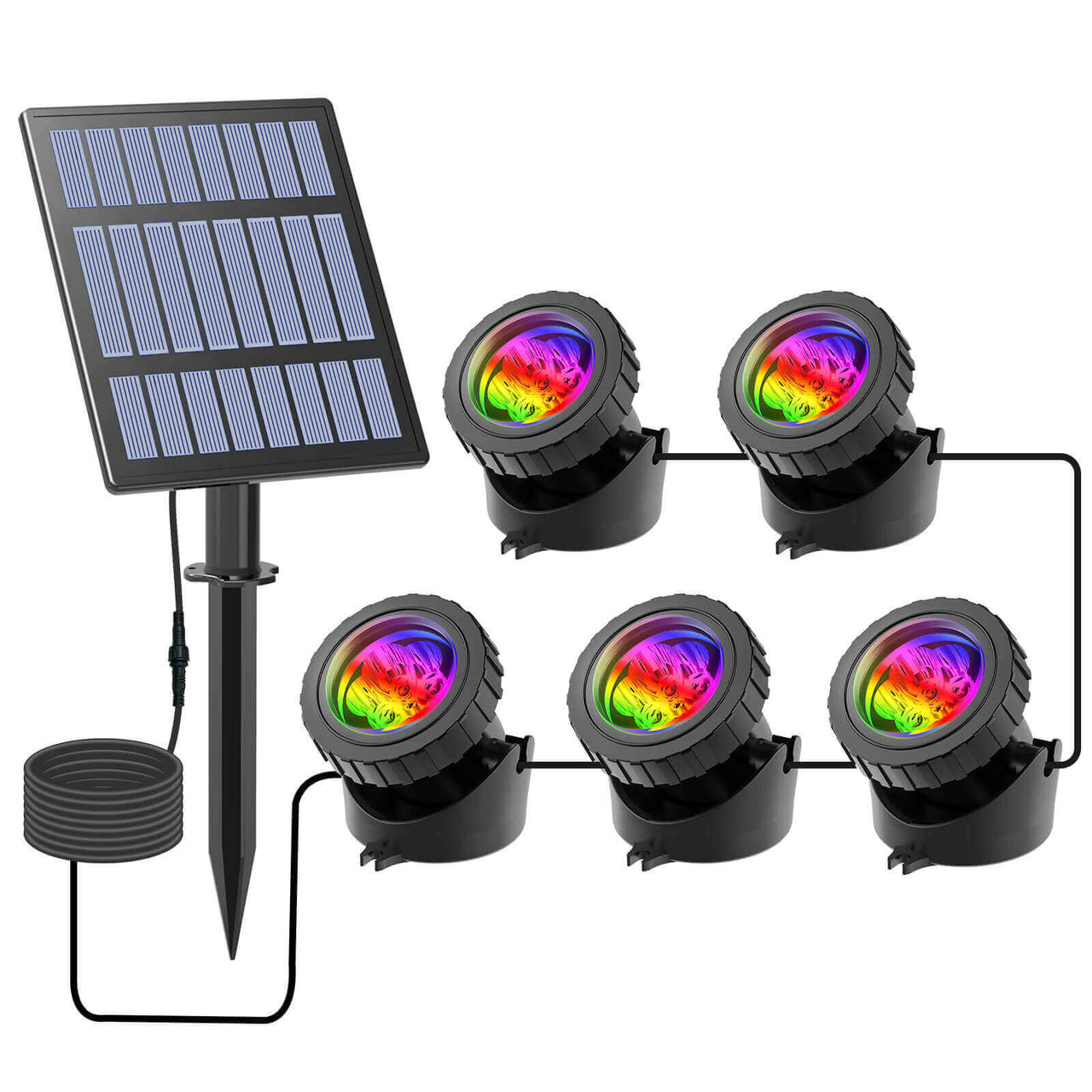 5 in 1 RGB Solar Pond Lights