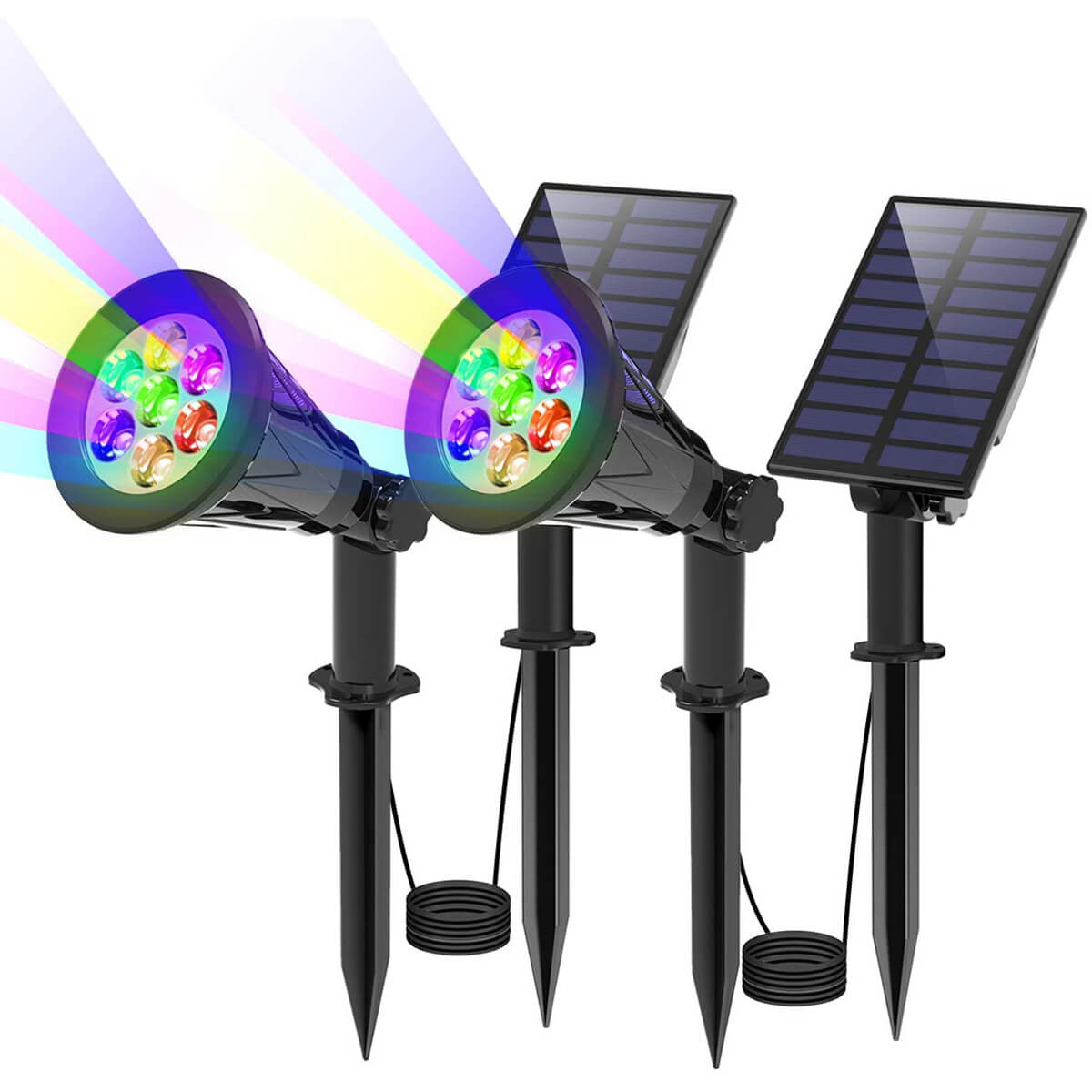 RGB solar spotlight with separate panel