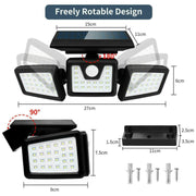 Dimensions of three-head solar wall light