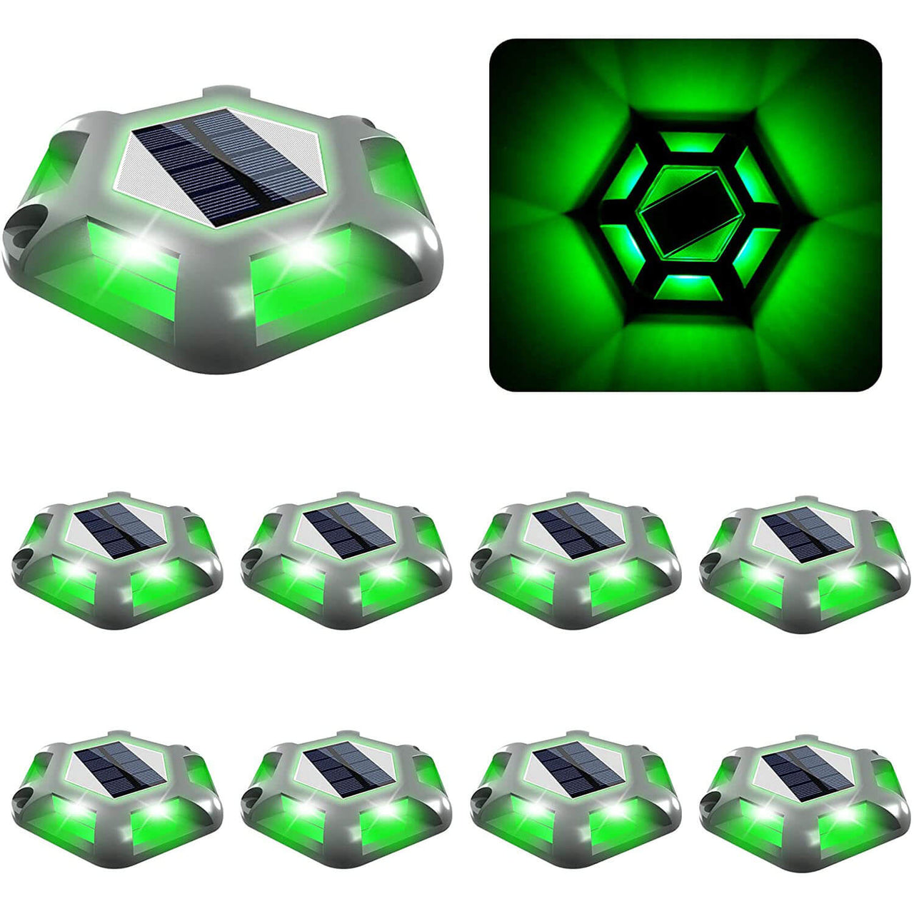 TSUN Grey Shell Green Solar Deck Lights 8/16-Pack