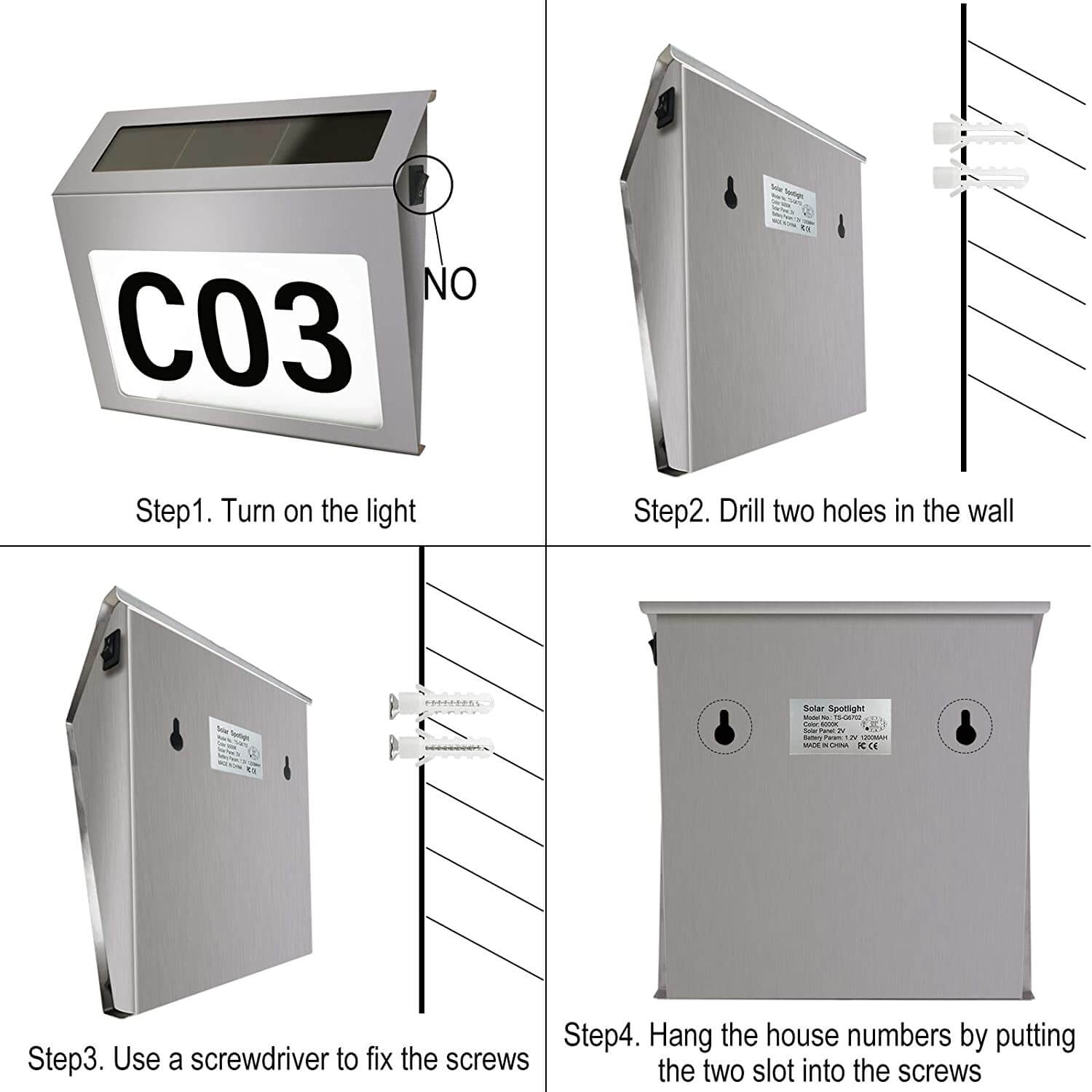 Solar House Number Sign Light installation steps