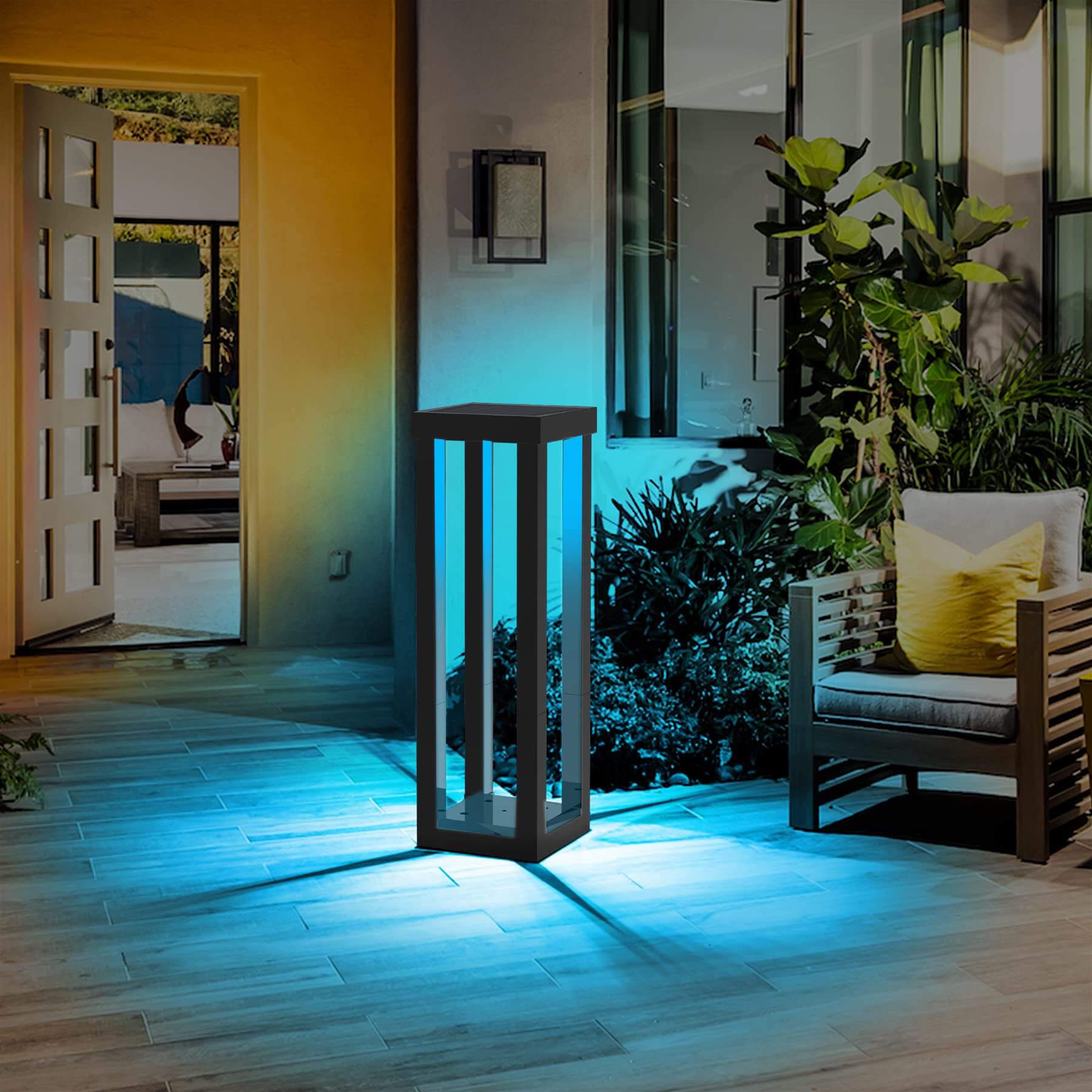 Outdoor Patio Floor Lamp Color Changing Solar Lanterns T SUN 2 Pack