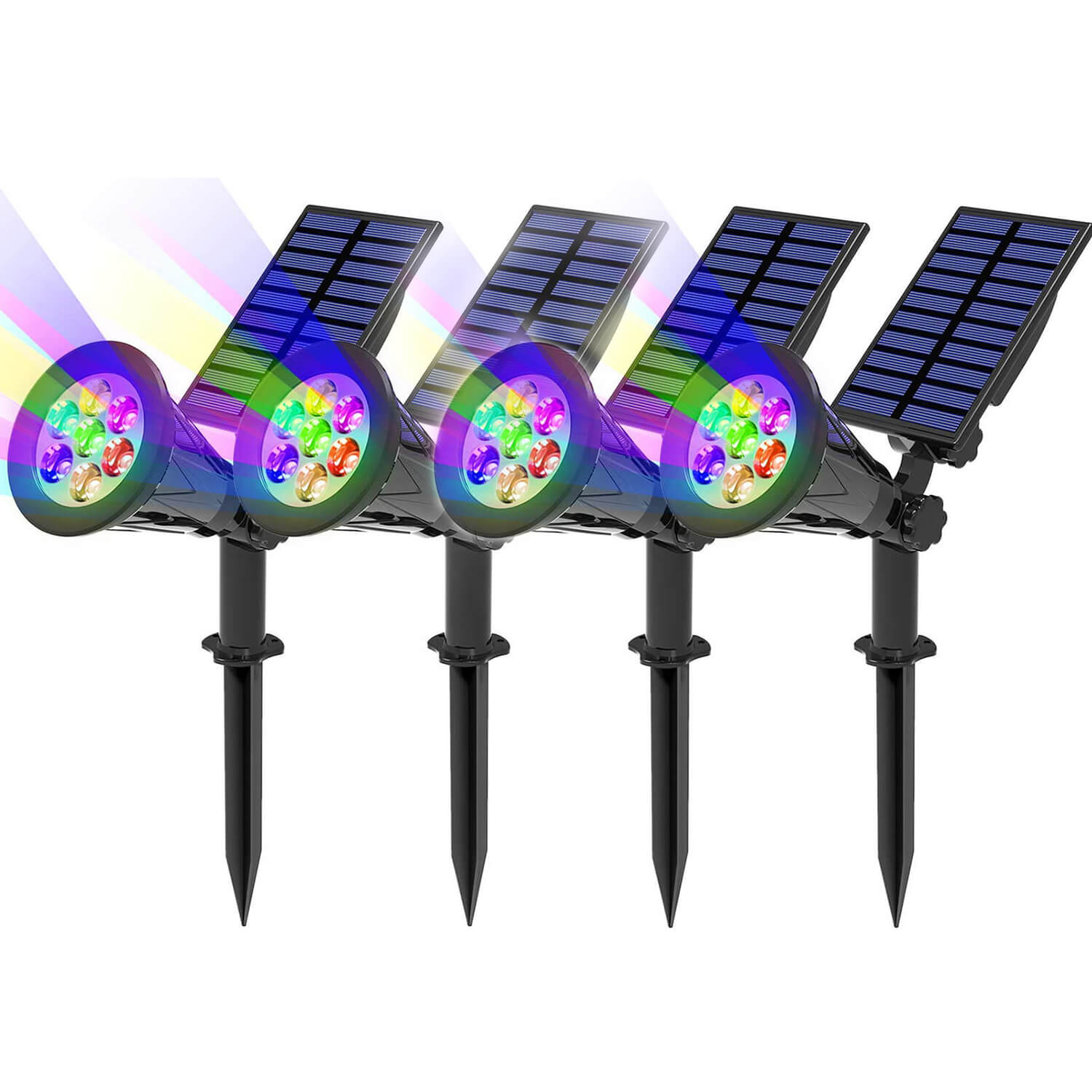 T SUN 2 Pack RGB Solar Power 7 LED Spot Light Outdoor Yard Lawn Garden Pathway Lamp